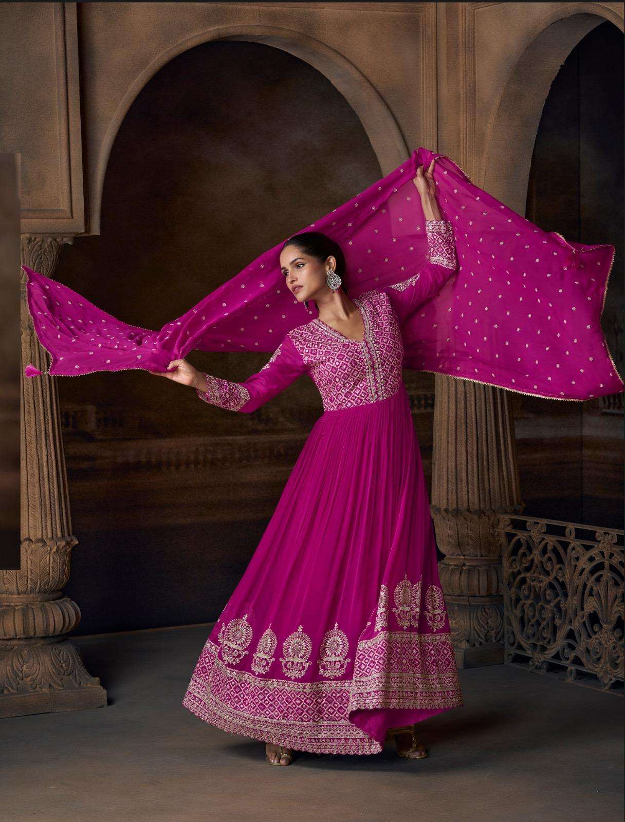 SAYURI DESIGNER SAADGI GEORGETTE HEAVY DESIGNER WEDDING WEAR GOWN DRESS 