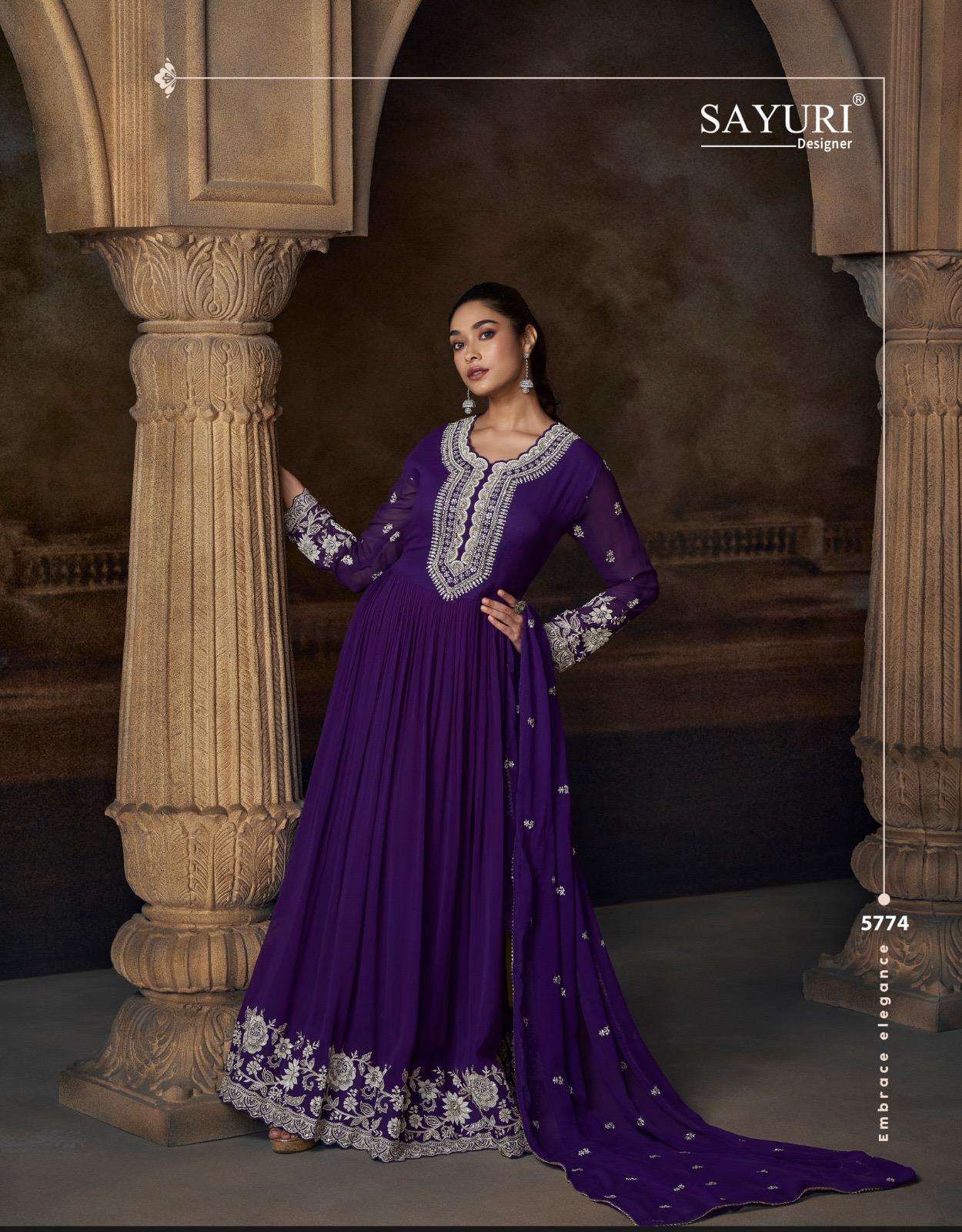 SAYURI DESIGNER SAADGI GEORGETTE HEAVY DESIGNER WEDDING WEAR GOWN DRESS 