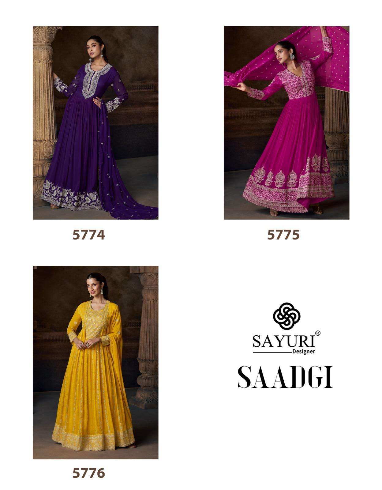SAYURI DESIGNER SAADGI GEORGETTE HEAVY DESIGNER WEDDING WEAR GOWN DRESS 
