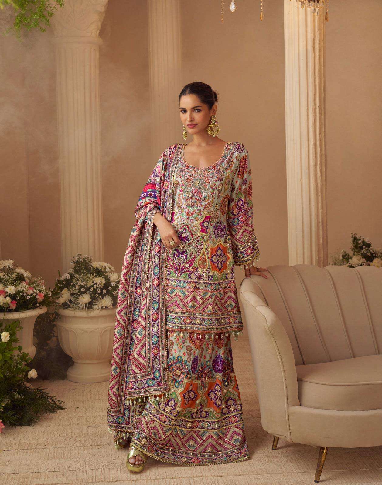 SAYURI DESIGNER SARTHI SILK HEAVY DESIGNER WEDDING WEAR SUIT