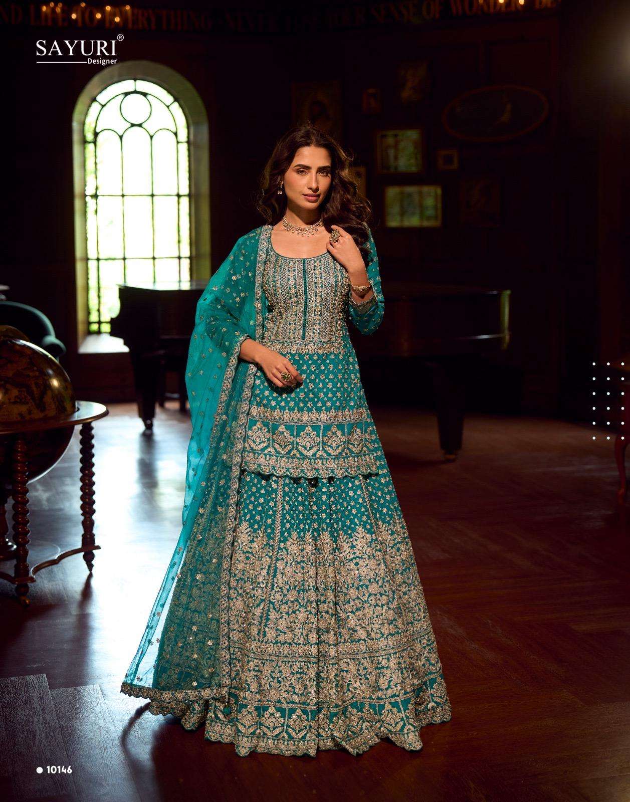 SAYURI DESIGNER SUREENA GEORGETTE DESIGNER HEAVY WEDDING WEAR SUIT