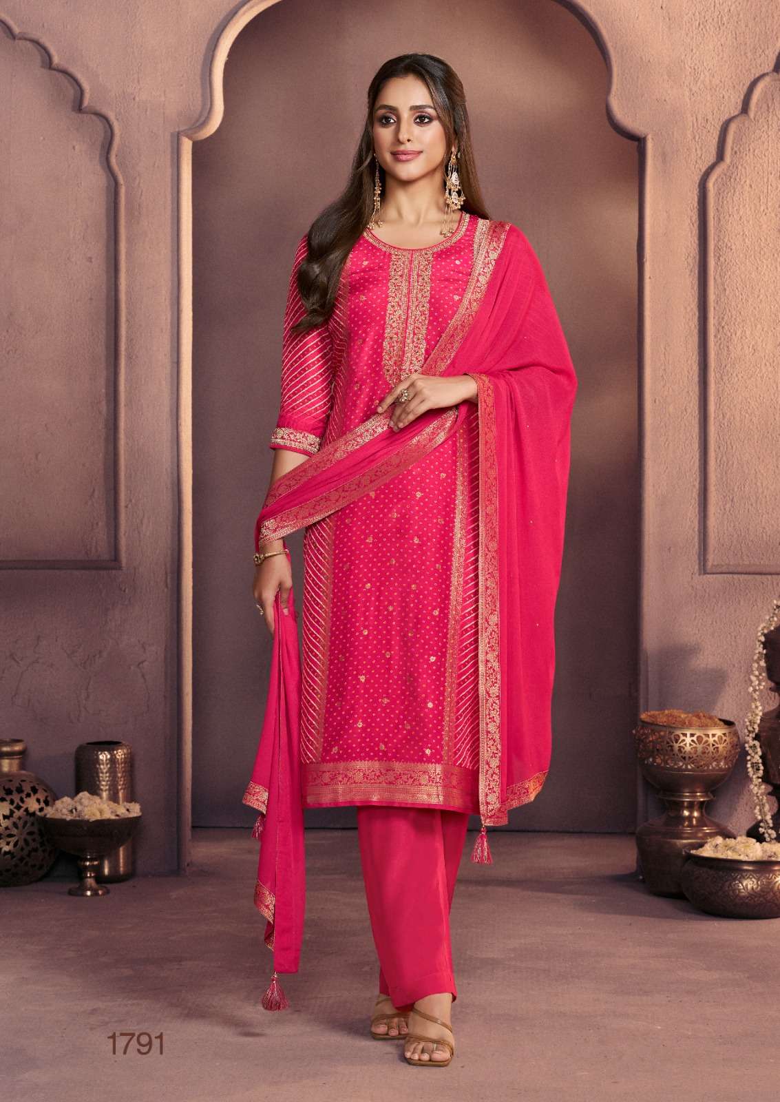 SEERAT READY MADE SUIT COLLECTION VOL 6 SILK JACQUARD DESIGNER SUIT