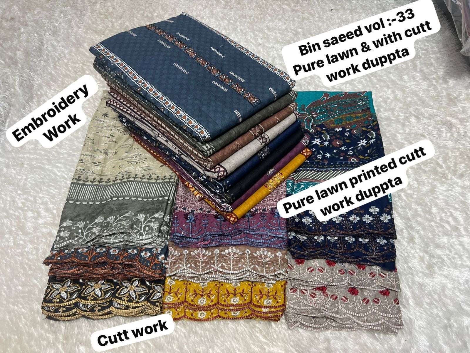 SF BIN SAEED VOL 33 LAWN COTTON FANCY WORK SALWAR KAMEEZ