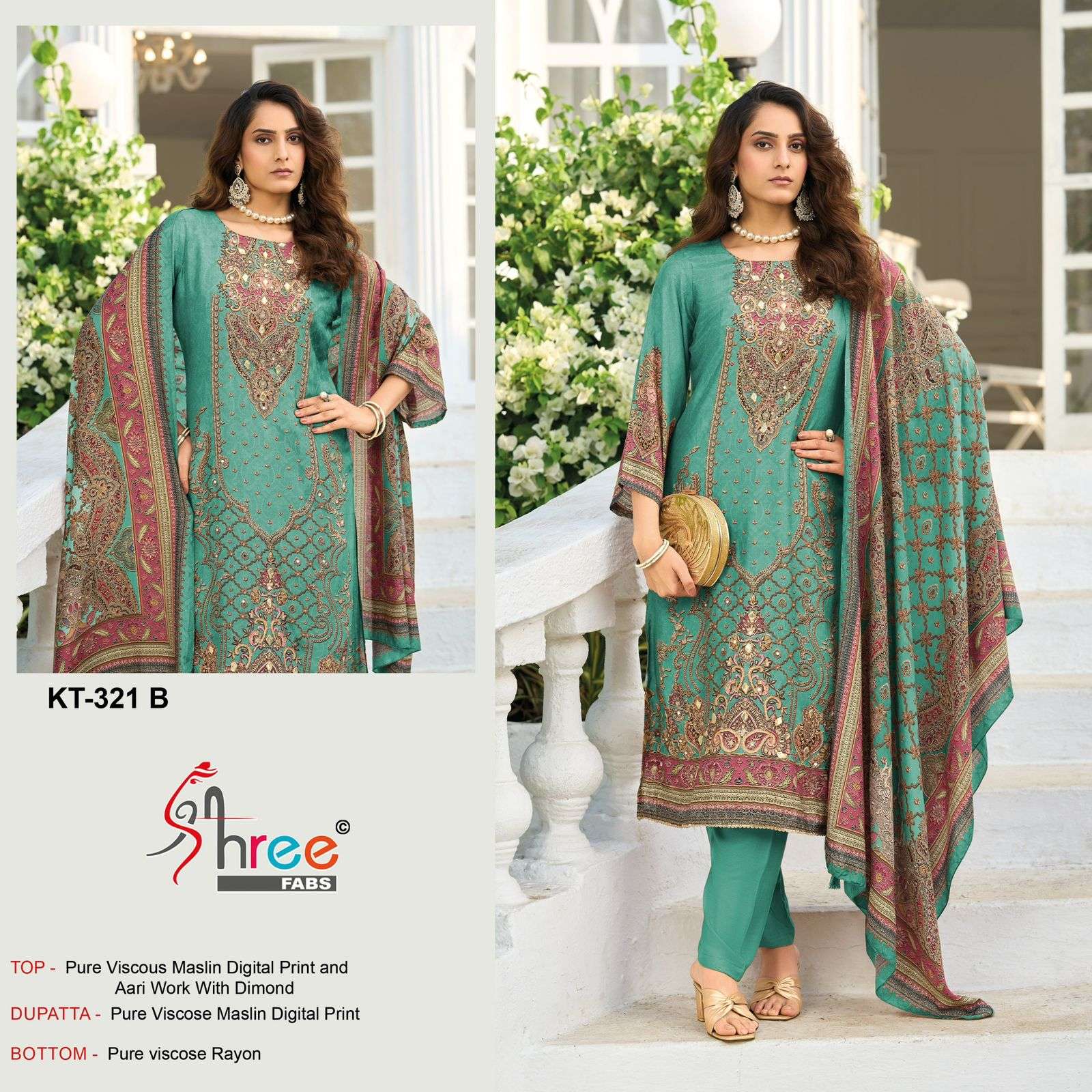 SHREE FABS KA 321 VISCOSE DESIGNER WORK FESTIVE WEAR PAKISTANI SUIT