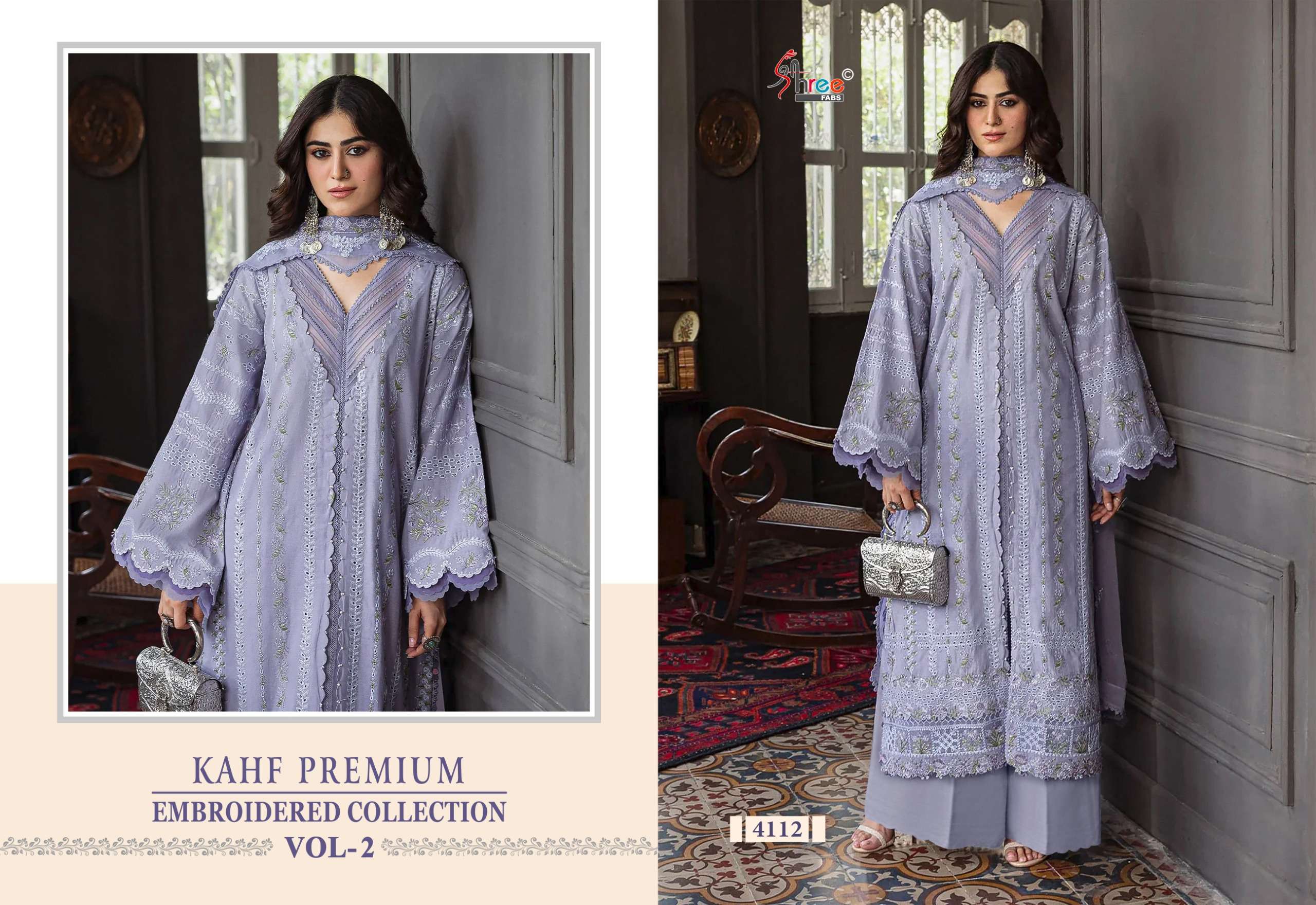 SHREE FABS KAHF PREMIUM EMBROIDERED COLLECTION VOL 2 RAYON EMBROIDERY DESIGNER SUIT