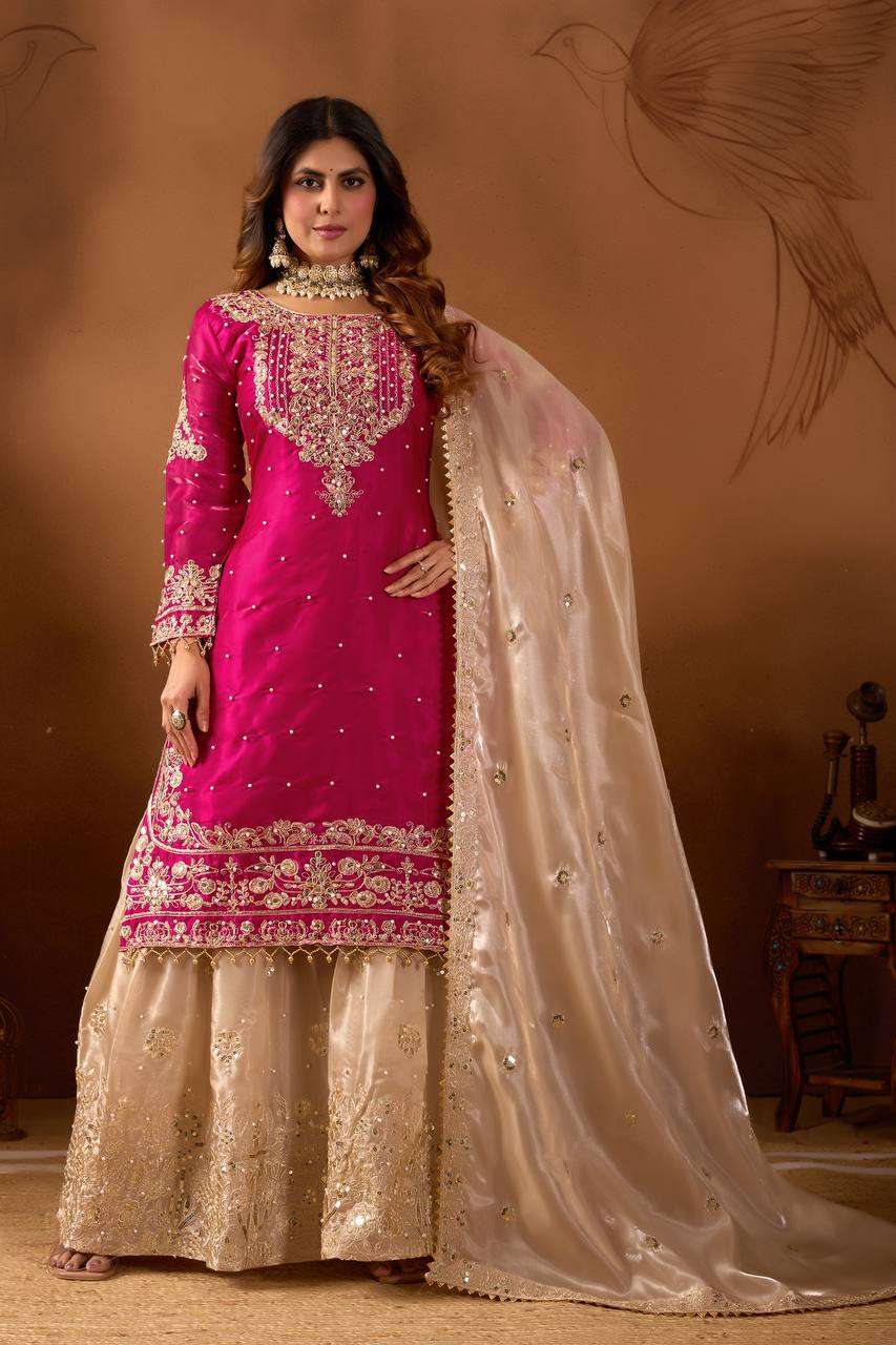 SR 1694 SILK WITH EMBROIDERY DESIGNER WORK FUNCTION WEAR SUIT