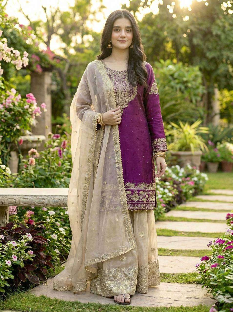 SR 1694 SILK WITH EMBROIDERY DESIGNER WORK FUNCTION WEAR SUIT