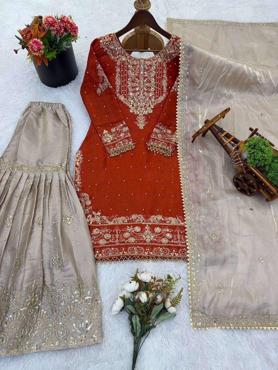 SR 1694 SILK WITH EMBROIDERY DESIGNER WORK FUNCTION WEAR SUIT