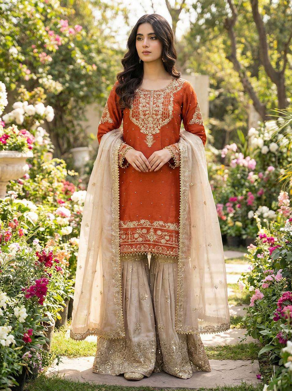 SR 1694 SILK WITH EMBROIDERY DESIGNER WORK FUNCTION WEAR SUIT