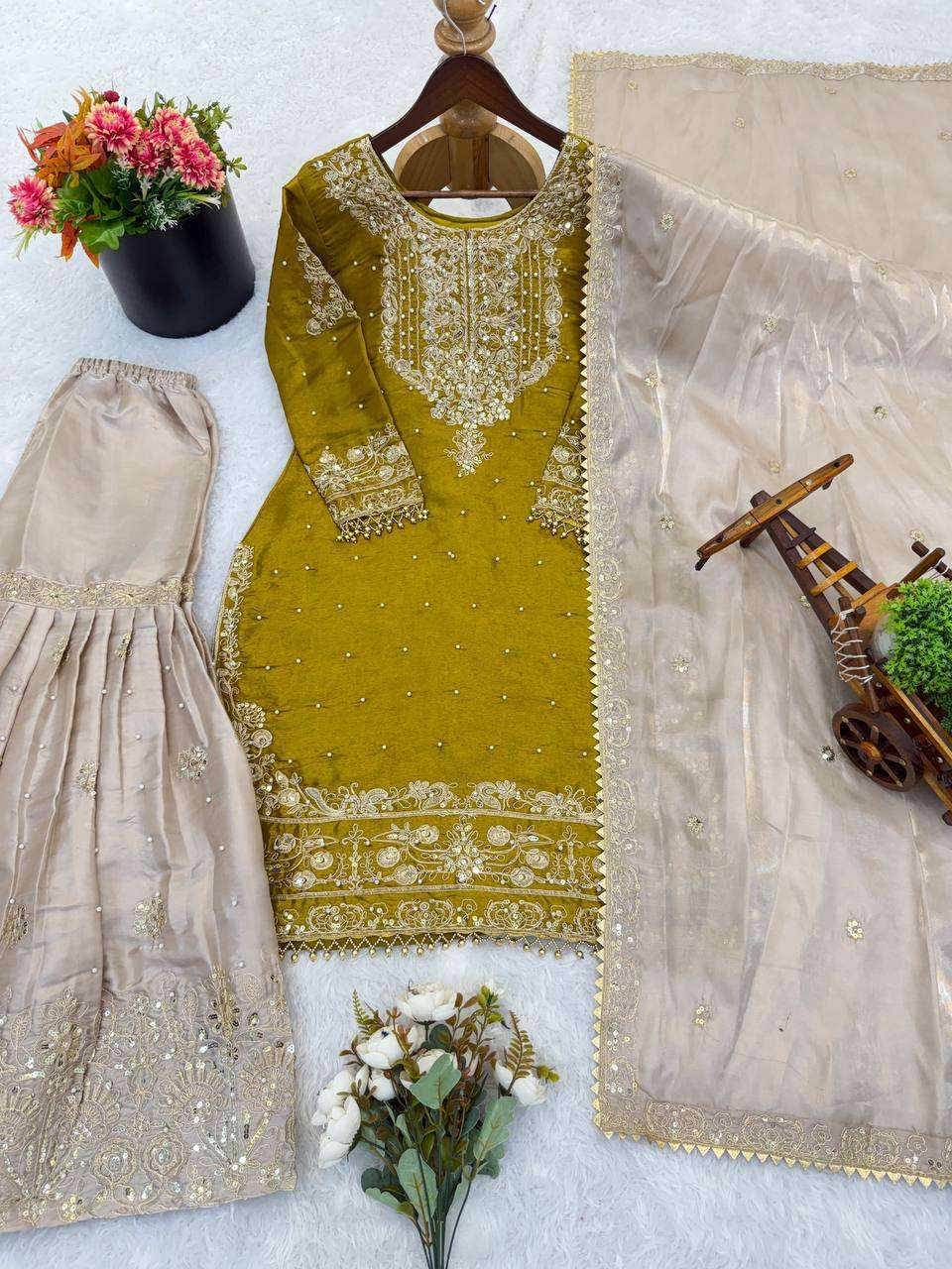 SR 1694 SILK WITH EMBROIDERY DESIGNER WORK FUNCTION WEAR SUIT