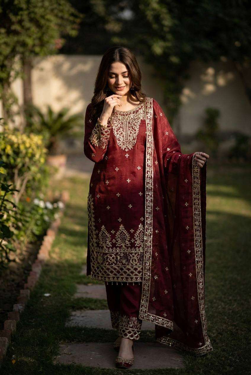 SR 1700 SILK HEAVY DESIGNER WORK FESTIVE WEAR LADIES SUIT