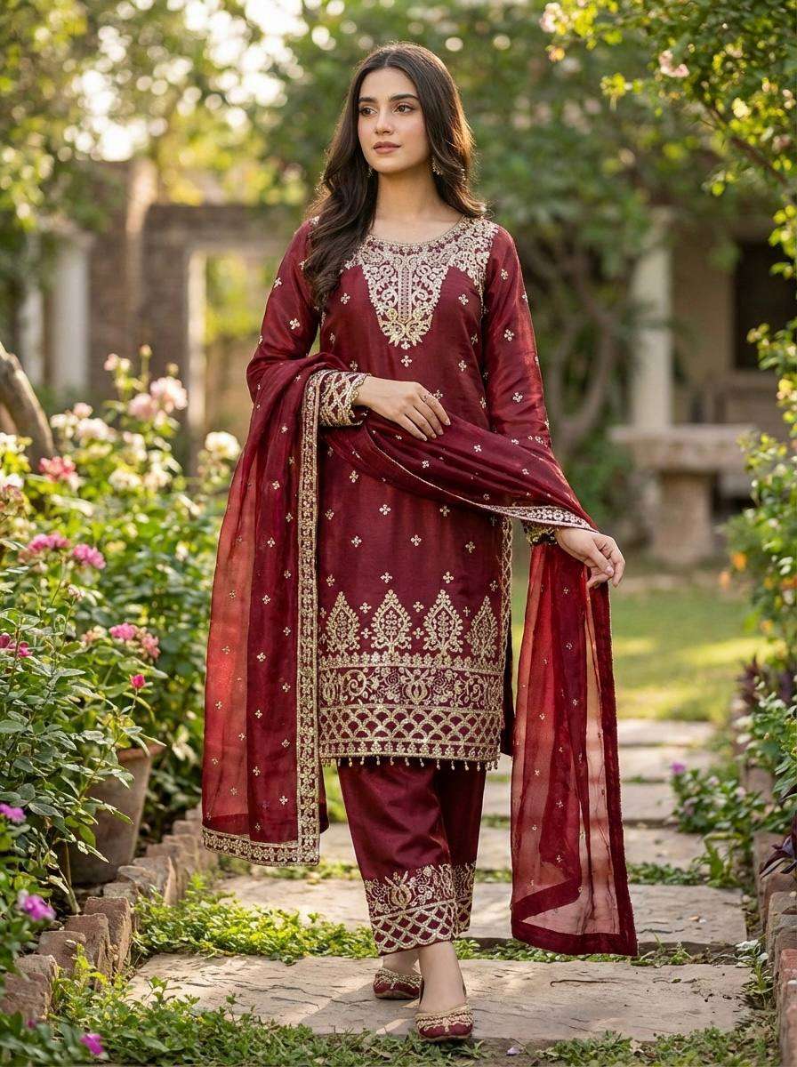 SR 1700 SILK HEAVY DESIGNER WORK FESTIVE WEAR LADIES SUIT