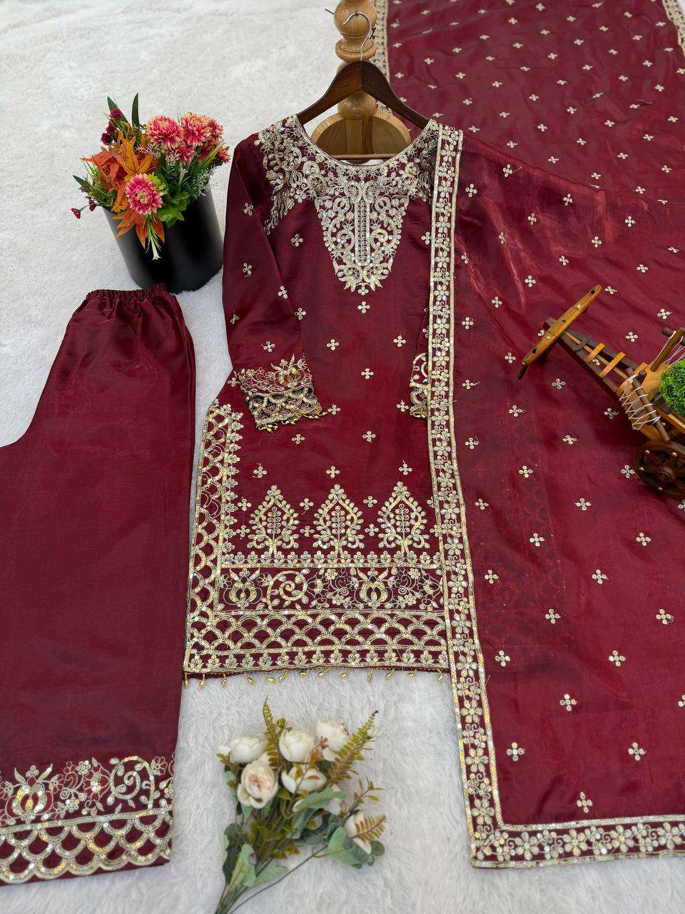 SR 1700 SILK HEAVY DESIGNER WORK FESTIVE WEAR LADIES SUIT