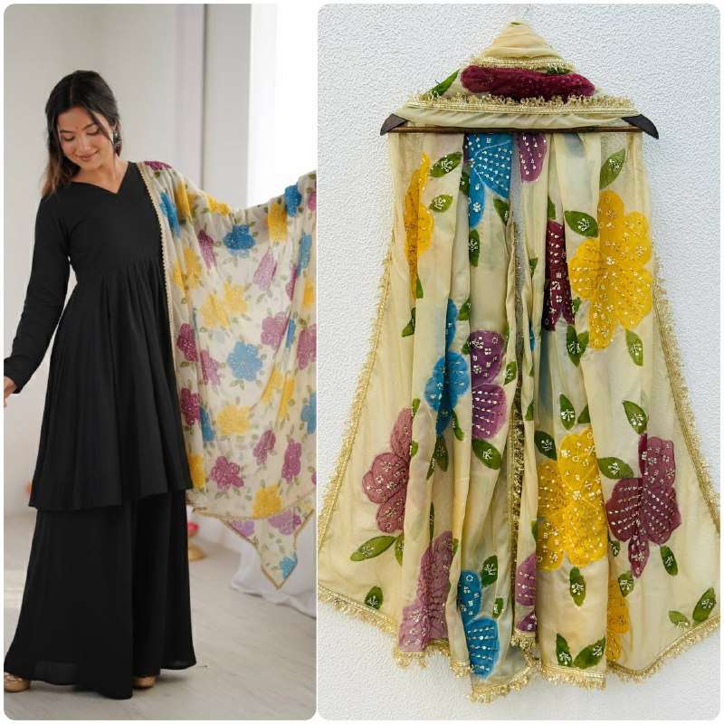 SRK 5323 ORGANZA SILK BEAUTIFUL COLORFUL PRINT LADIES DUPATTA 