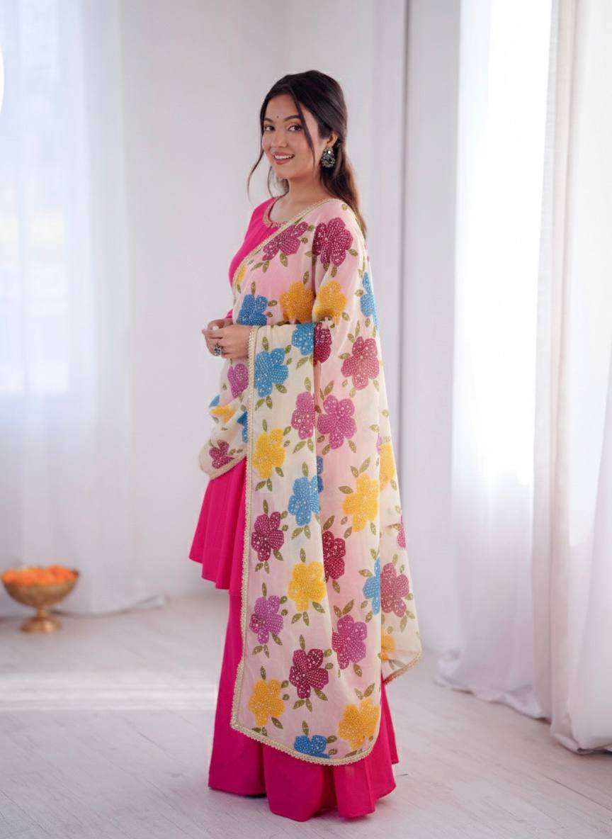 SRK 5323 ORGANZA SILK BEAUTIFUL COLORFUL PRINT LADIES DUPATTA 