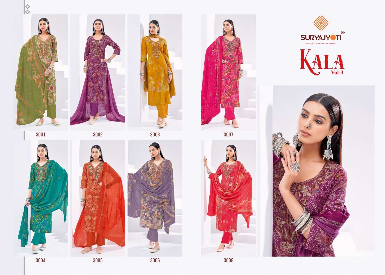 SURYAJYOTI KALA VOL 3 COTTON FANCY WORK READY MADE SUIT COLLECTION 