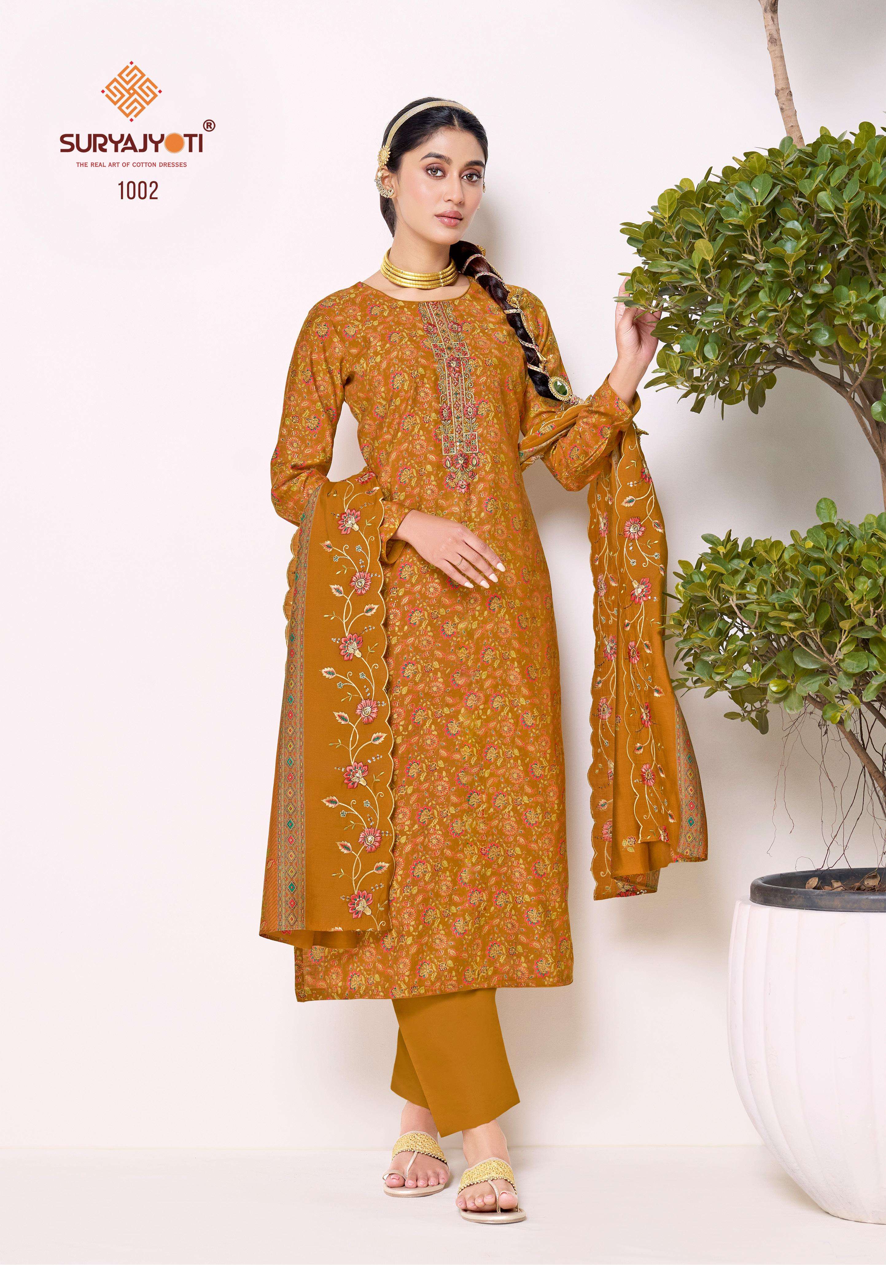 SURYAJYOTI KALAVATI VOL 1 MODAL SILK PRINT WITH FANCY EMBROIDERY WORK SUIT