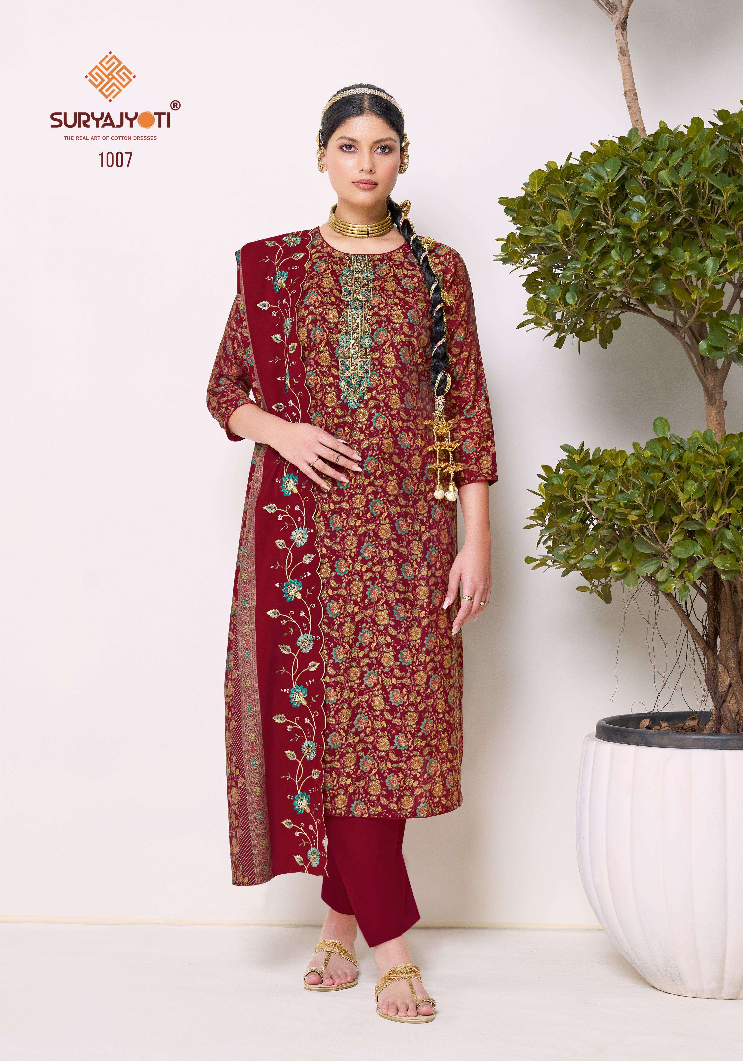 SURYAJYOTI KALAVATI VOL 1 MODAL SILK PRINT WITH FANCY EMBROIDERY WORK SUIT