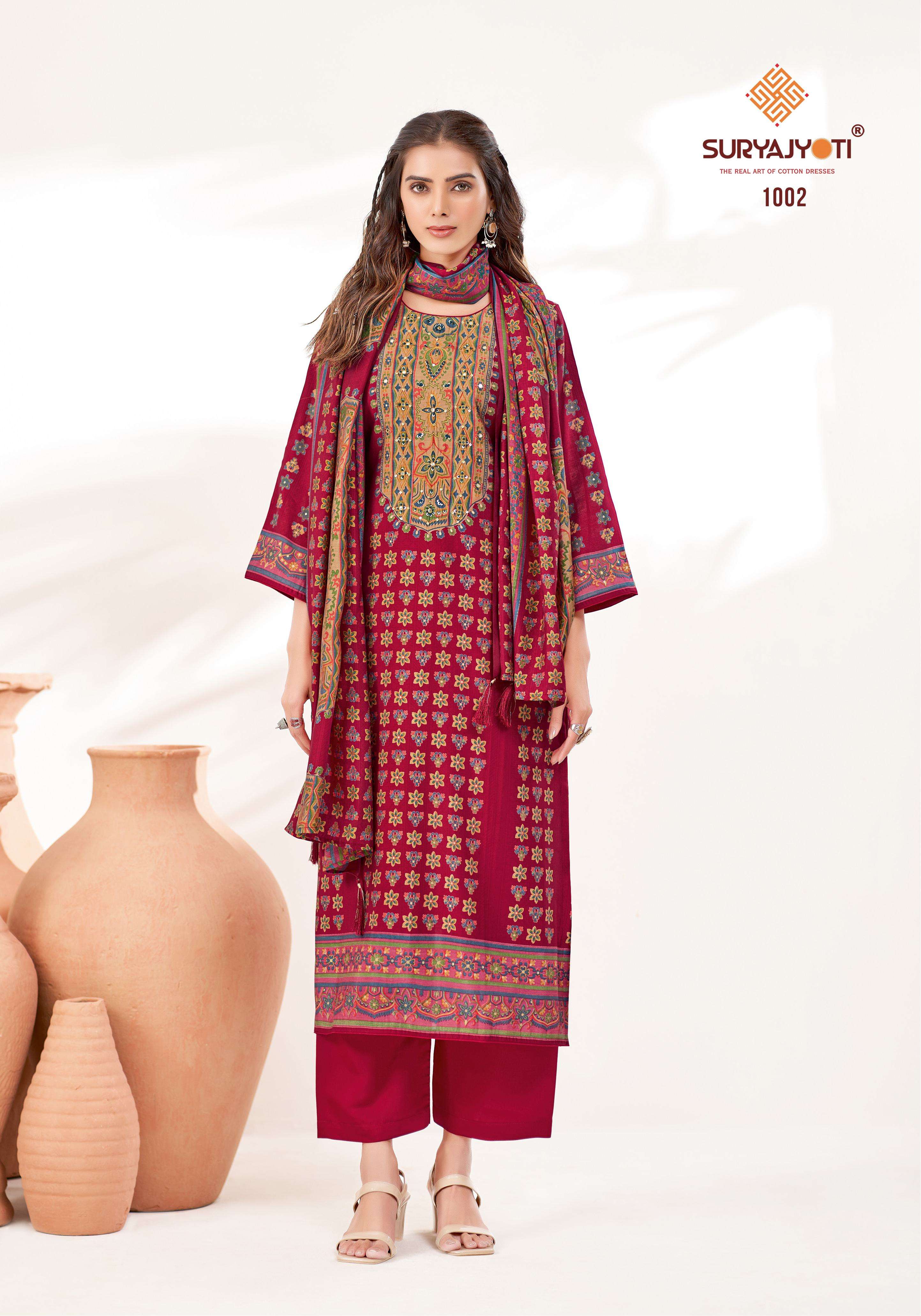 SURYAJYOTI KANZ VOL 1 MODAL SILK PRINT WITH FANCY WORK LADIES SUIT