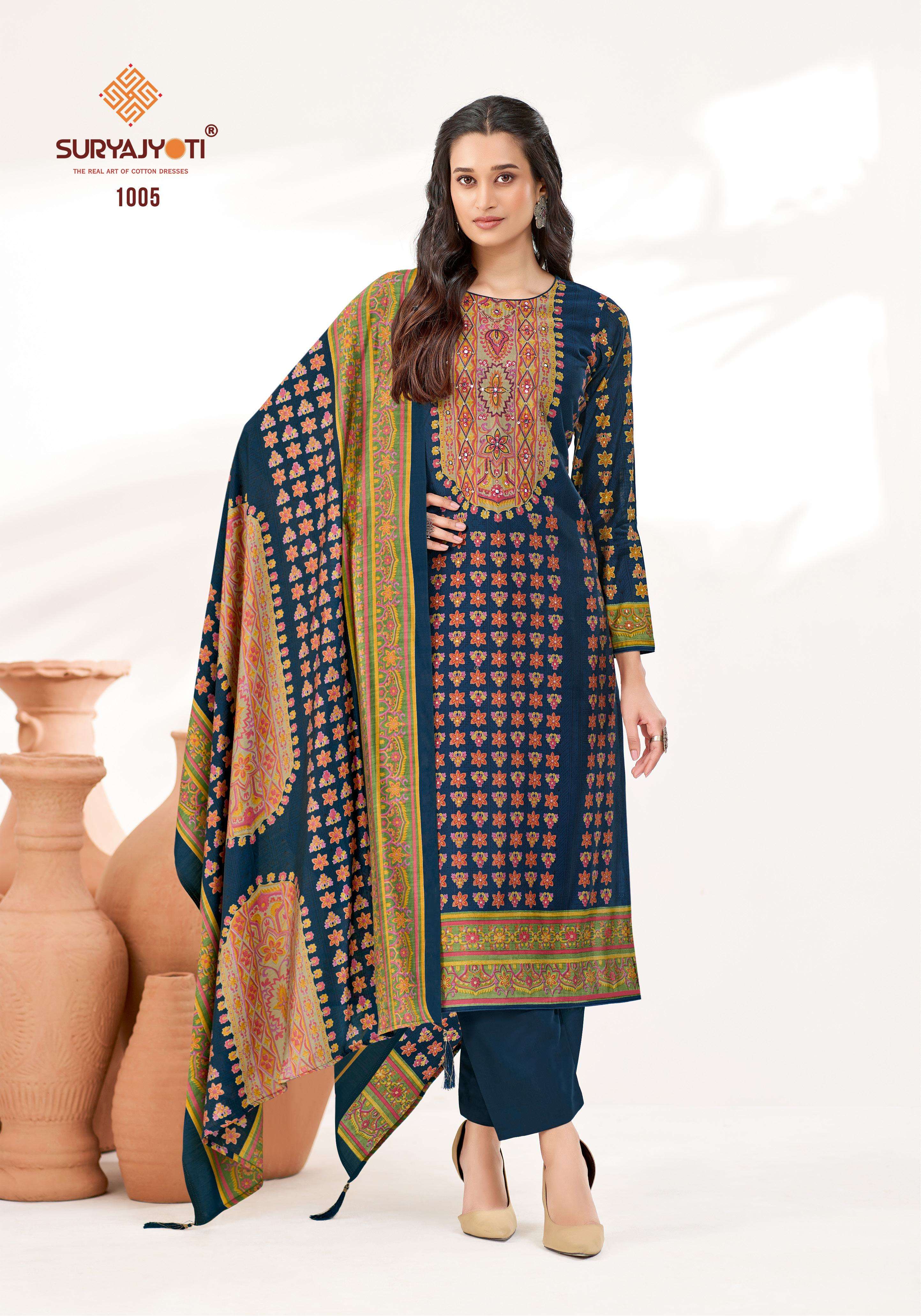 SURYAJYOTI KANZ VOL 1 MODAL SILK PRINT WITH FANCY WORK LADIES SUIT