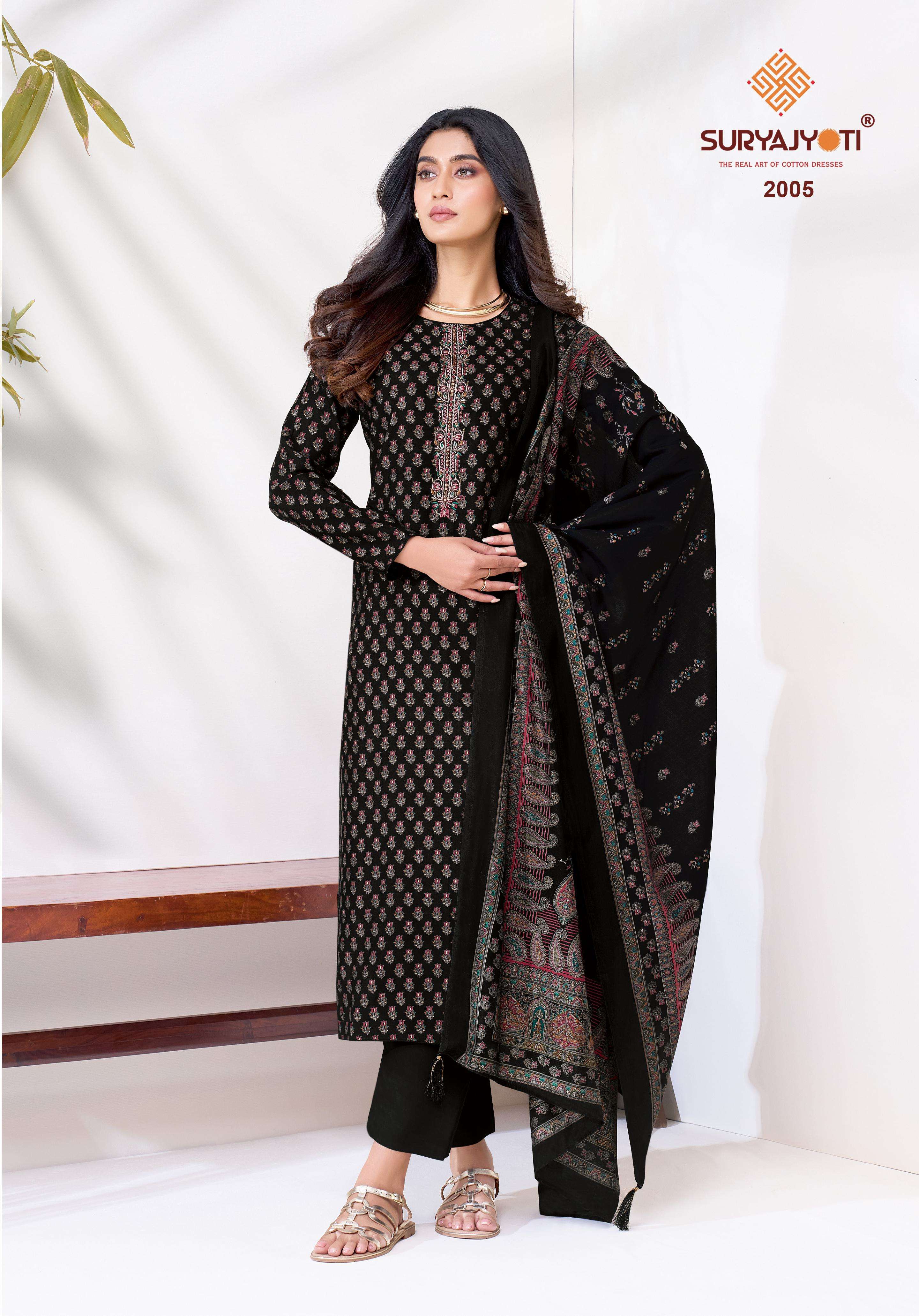 SURYAJYOTI KASHTI VOL 2 MODAL SILK FABRICS PRINT WITH EMBROIDERY WORK SUIT