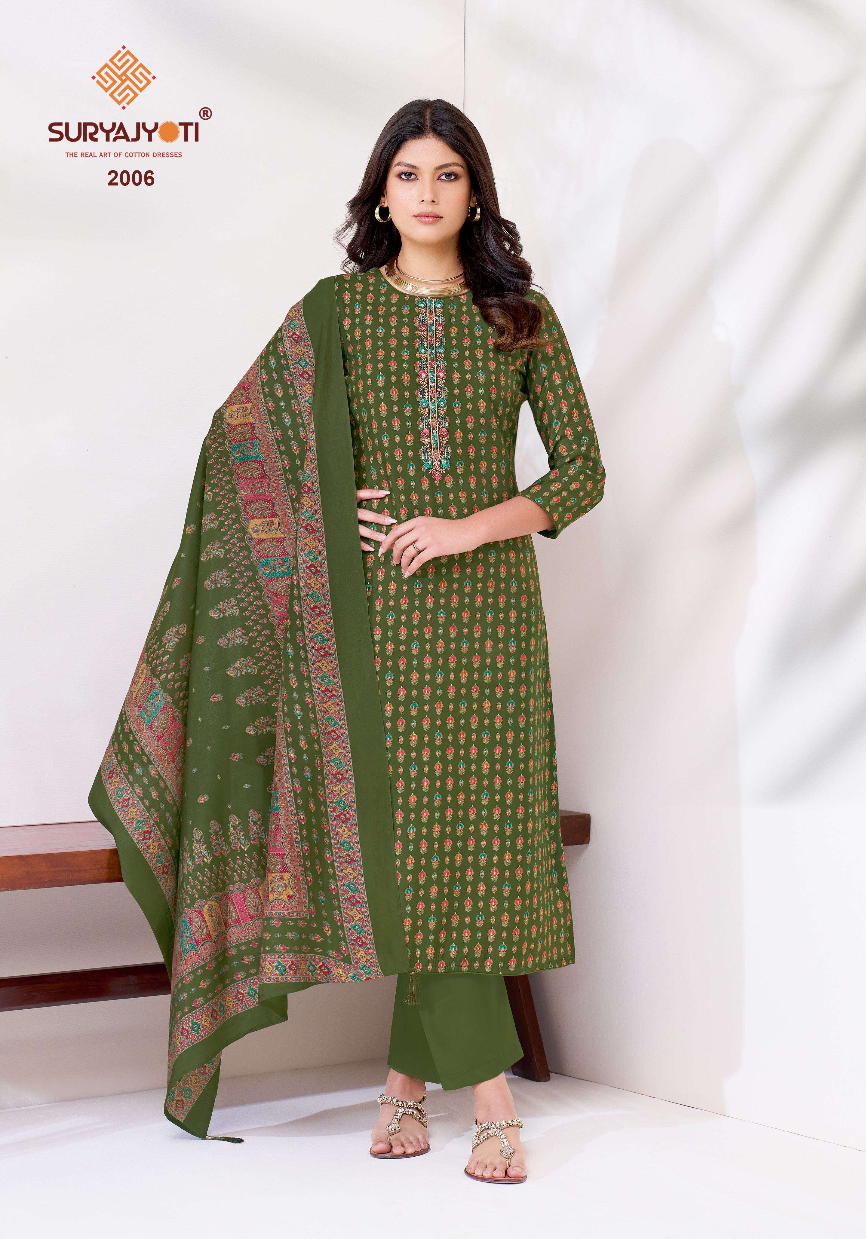 SURYAJYOTI KASHTI VOL 2 MODAL SILK FABRICS PRINT WITH EMBROIDERY WORK SUIT