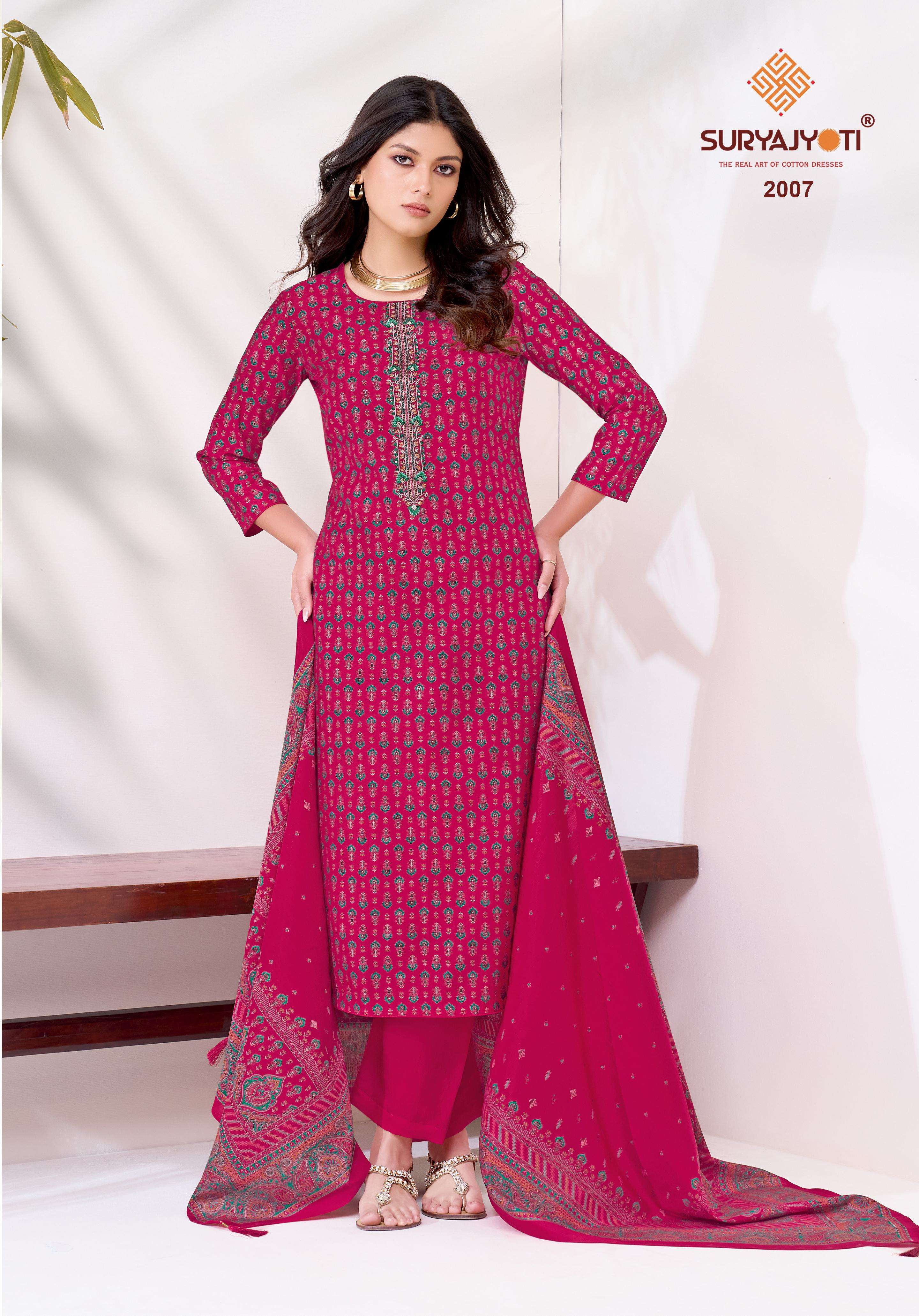 SURYAJYOTI KASHTI VOL 2 MODAL SILK FABRICS PRINT WITH EMBROIDERY WORK SUIT