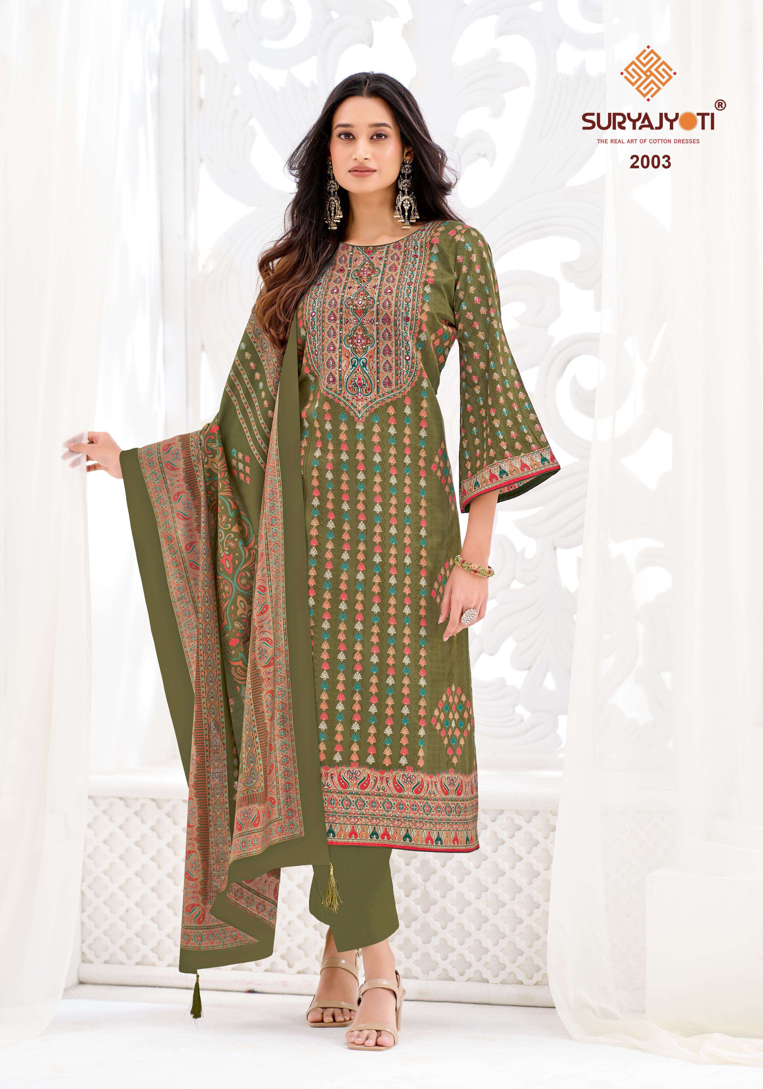  SURYAJYOTI KESAR VOL 2 JAM SATIN PRINT WITH FANCY WORK SUIT