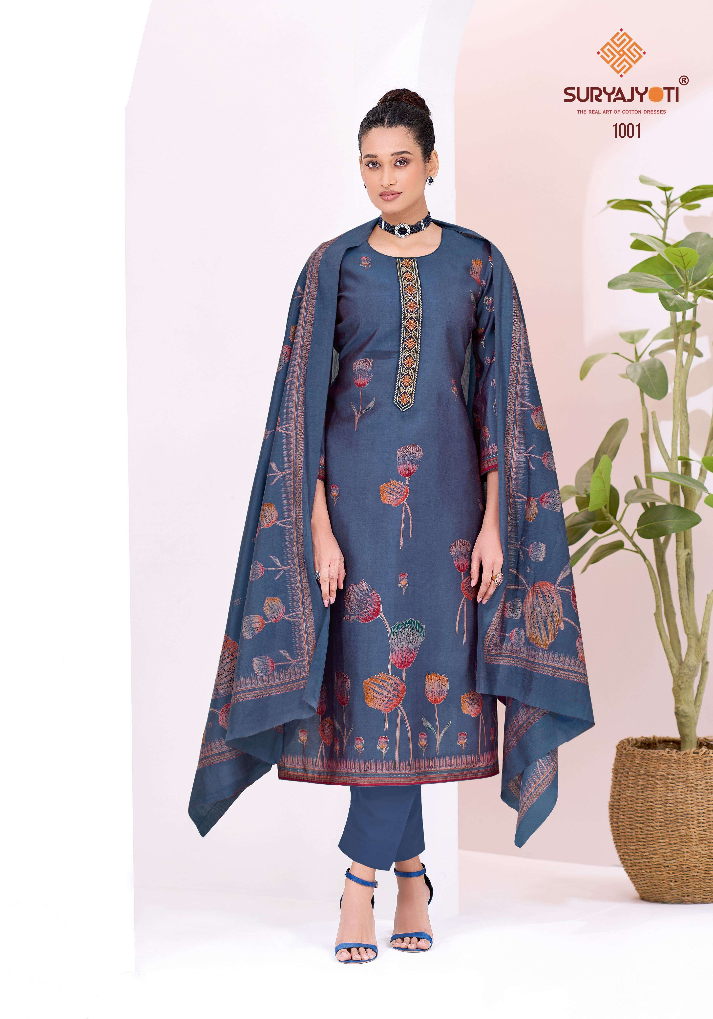 SURYAJYOTI KIYANI VOL 1 SILK EMBROIDERY WORK LADIES SUIT