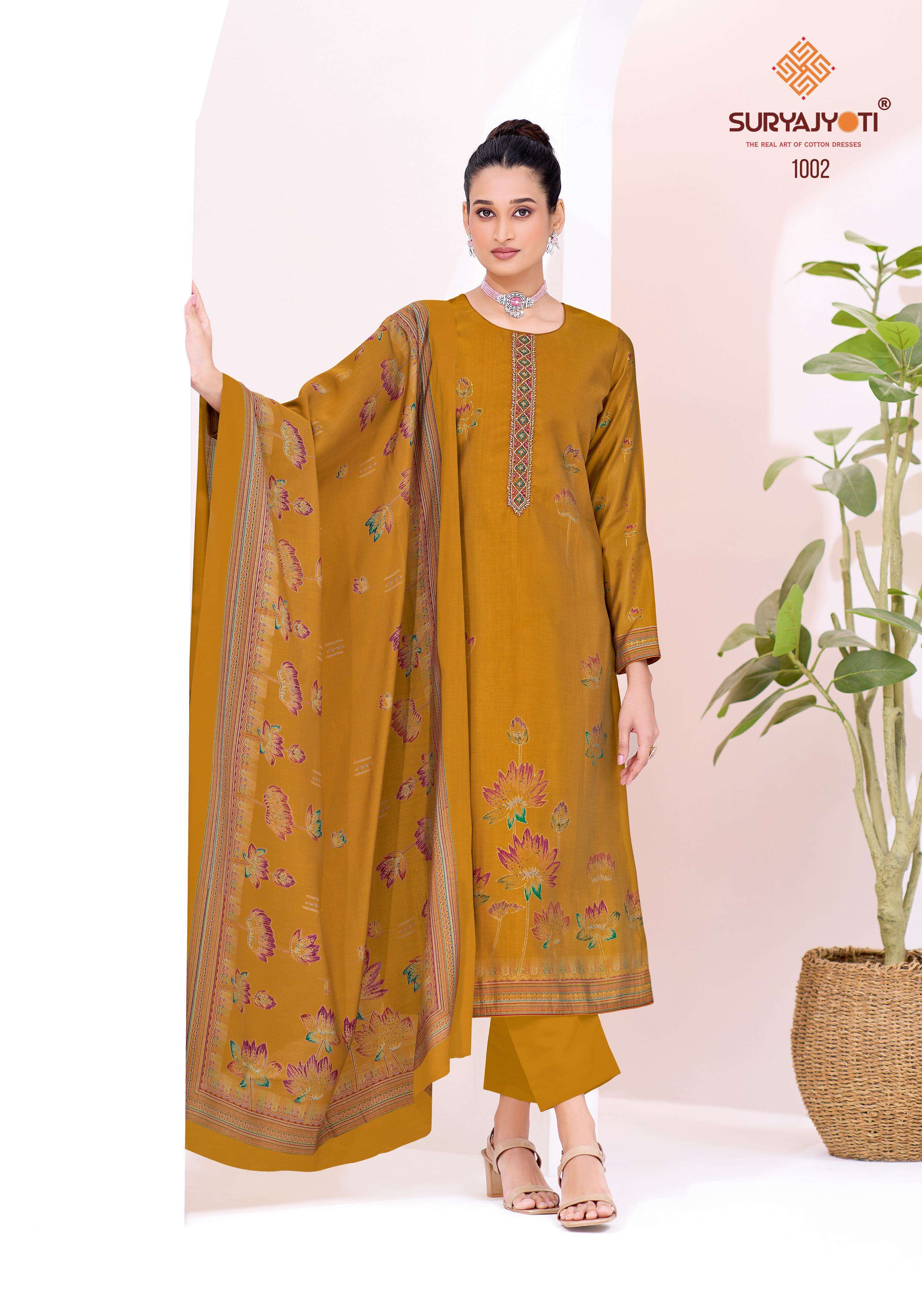 SURYAJYOTI KIYANI VOL 1 SILK EMBROIDERY WORK LADIES SUIT