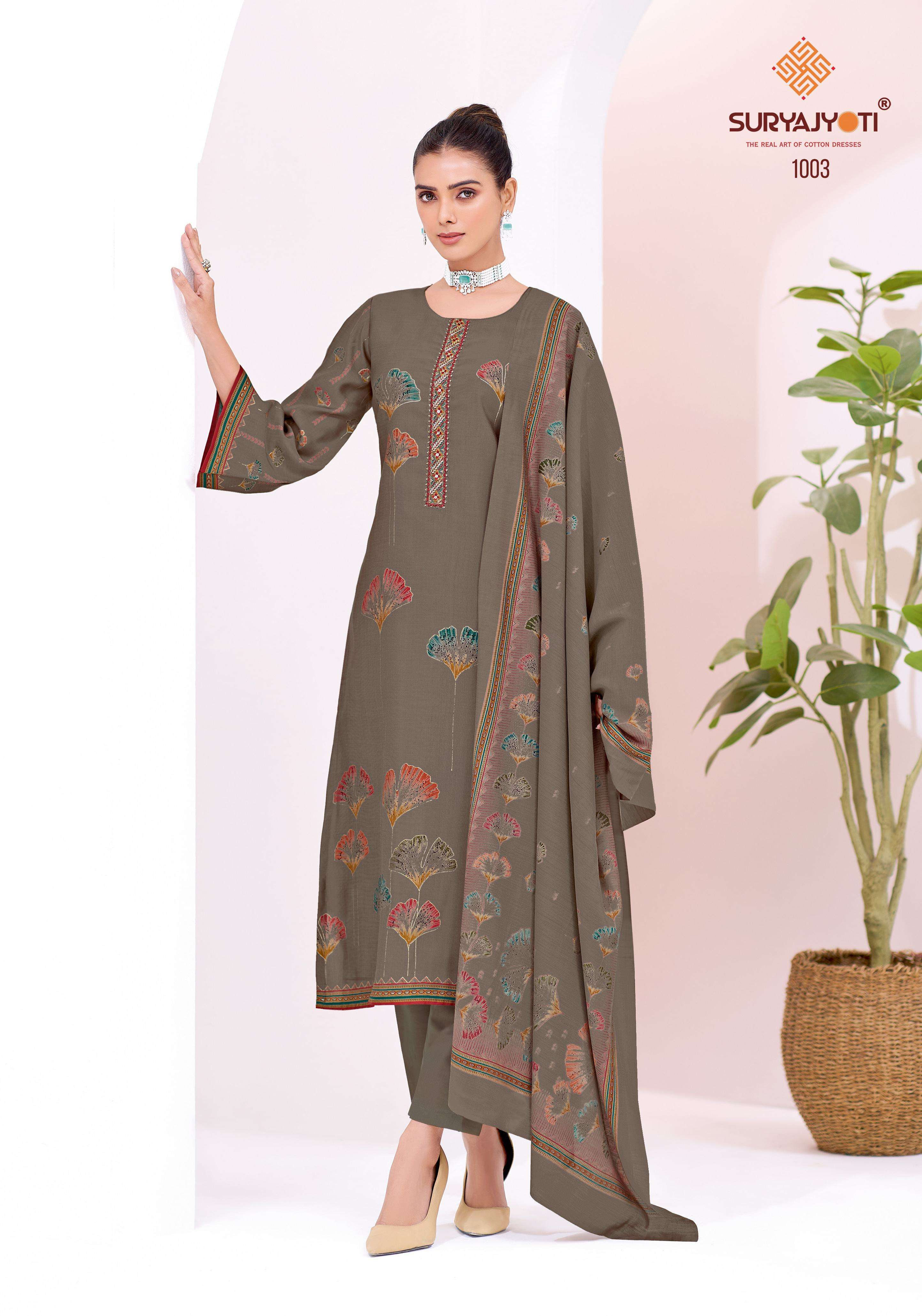 SURYAJYOTI KIYANI VOL 1 SILK EMBROIDERY WORK LADIES SUIT