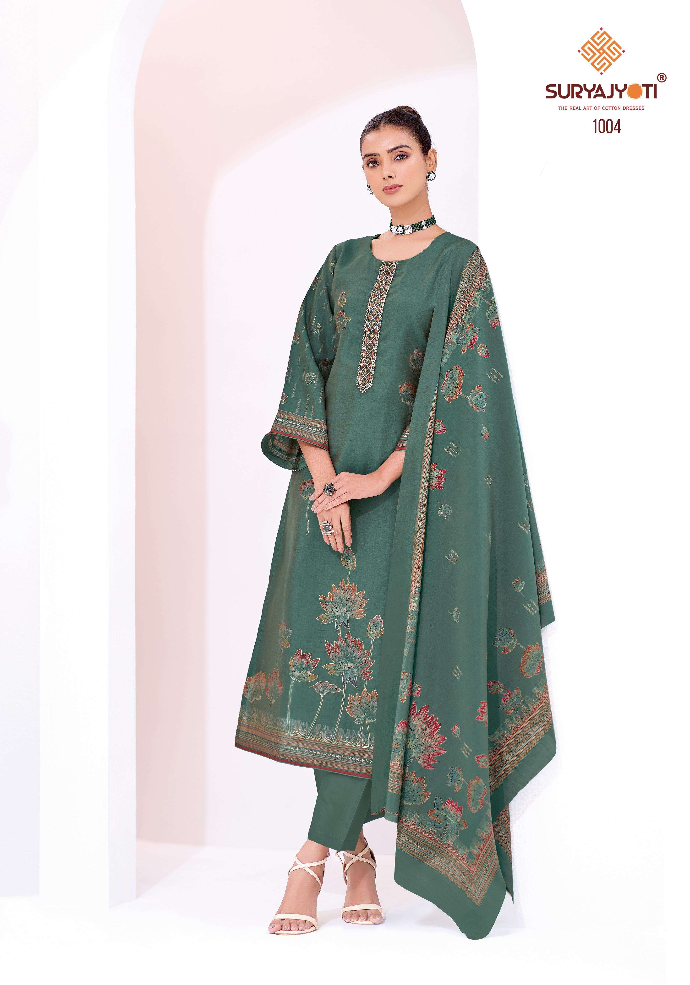 SURYAJYOTI KIYANI VOL 1 SILK EMBROIDERY WORK LADIES SUIT
