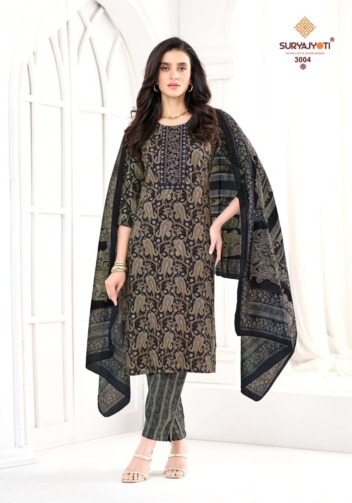 SURYAJYOTI KRITIKA ADVANCE VOL 3 RAYON PRINT FANCY WORK LADIES 3PIECE SET