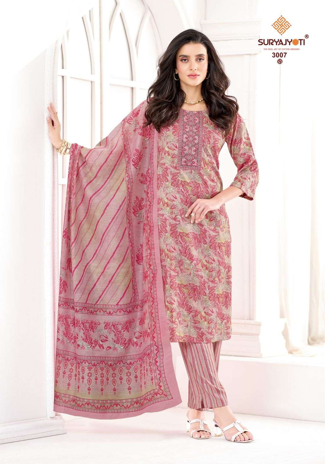 SURYAJYOTI KRITIKA ADVANCE VOL 3 RAYON PRINT FANCY WORK LADIES 3PIECE SET