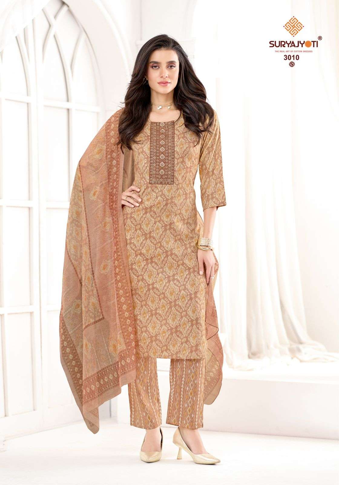 SURYAJYOTI KRITIKA ADVANCE VOL 3 RAYON PRINT FANCY WORK LADIES 3PIECE SET