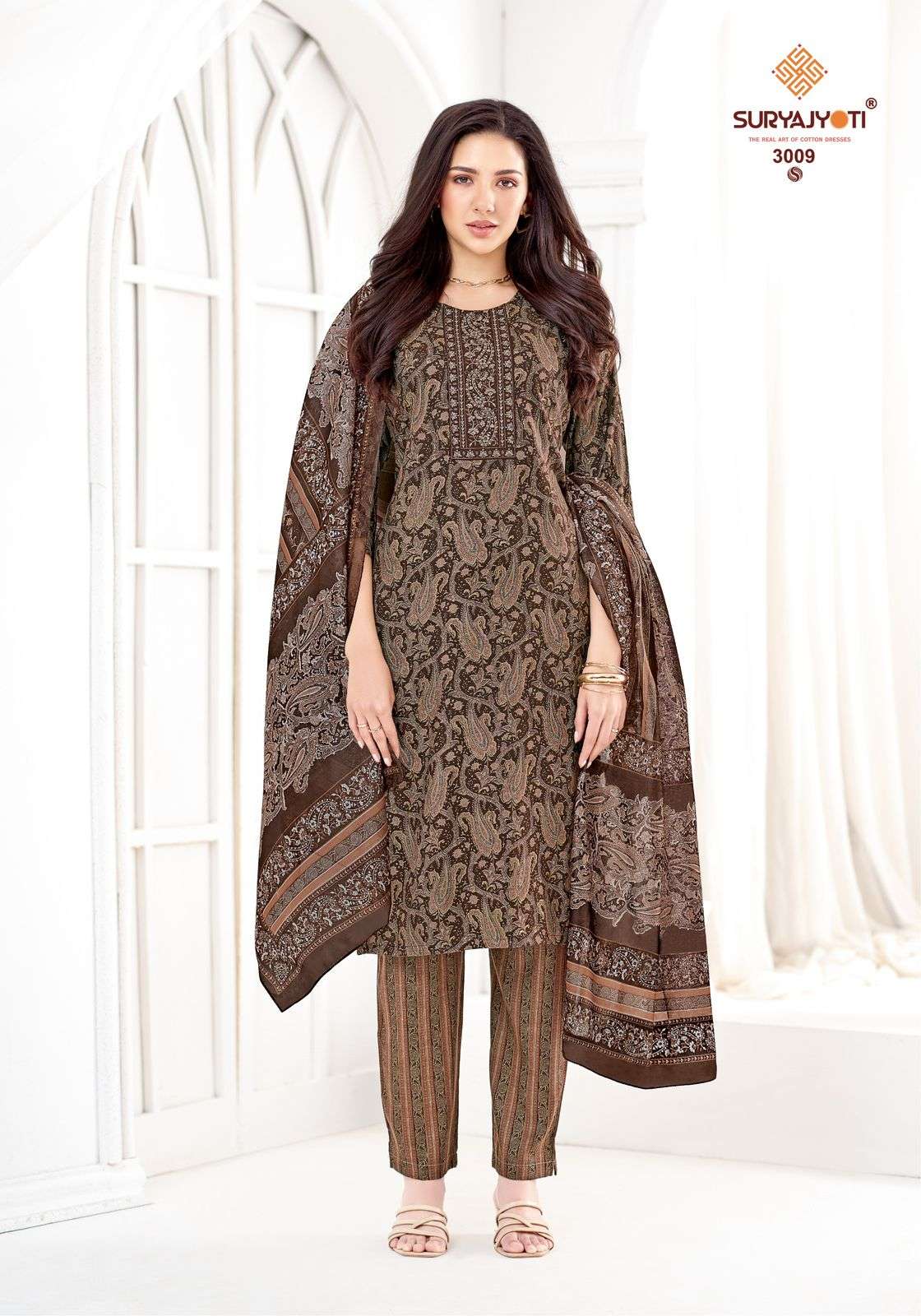 SURYAJYOTI KRITIKA ADVANCE VOL 3 RAYON PRINT FANCY WORK LADIES 3PIECE SET