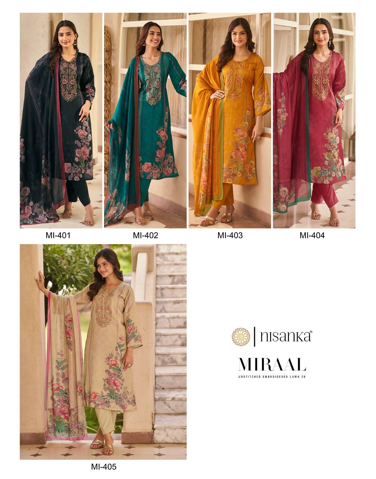 THE HERMITAGE SHOP MIRAAL LUXURY LAWN 26 LAWN COTTON DIGITAL PRINT WITH FANCY WORK SUIT