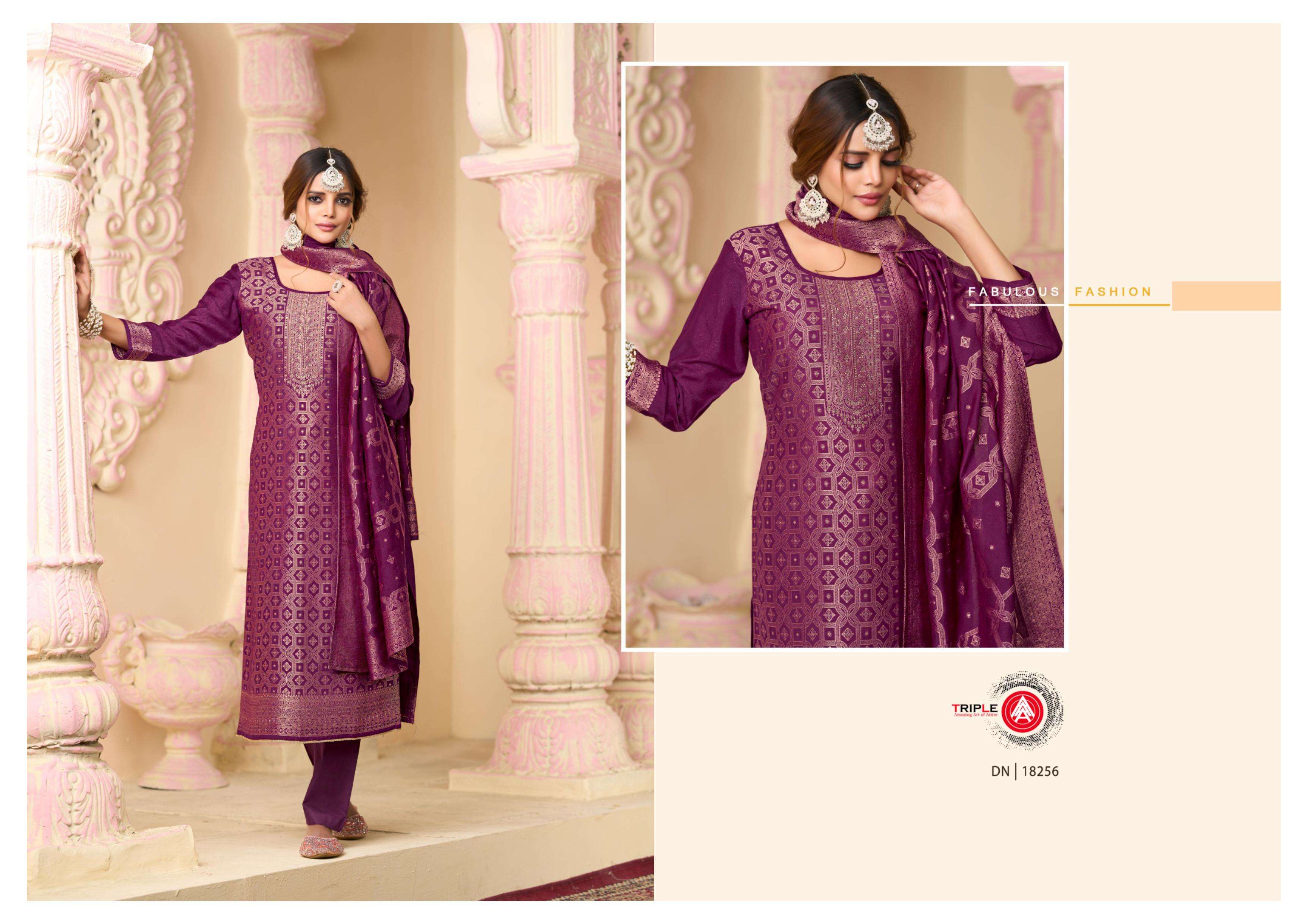 TRIPLE AAA HANSHIKA VOL 5 MUSLIN JACQUARD DESIGNER WORK LADIES SUIT