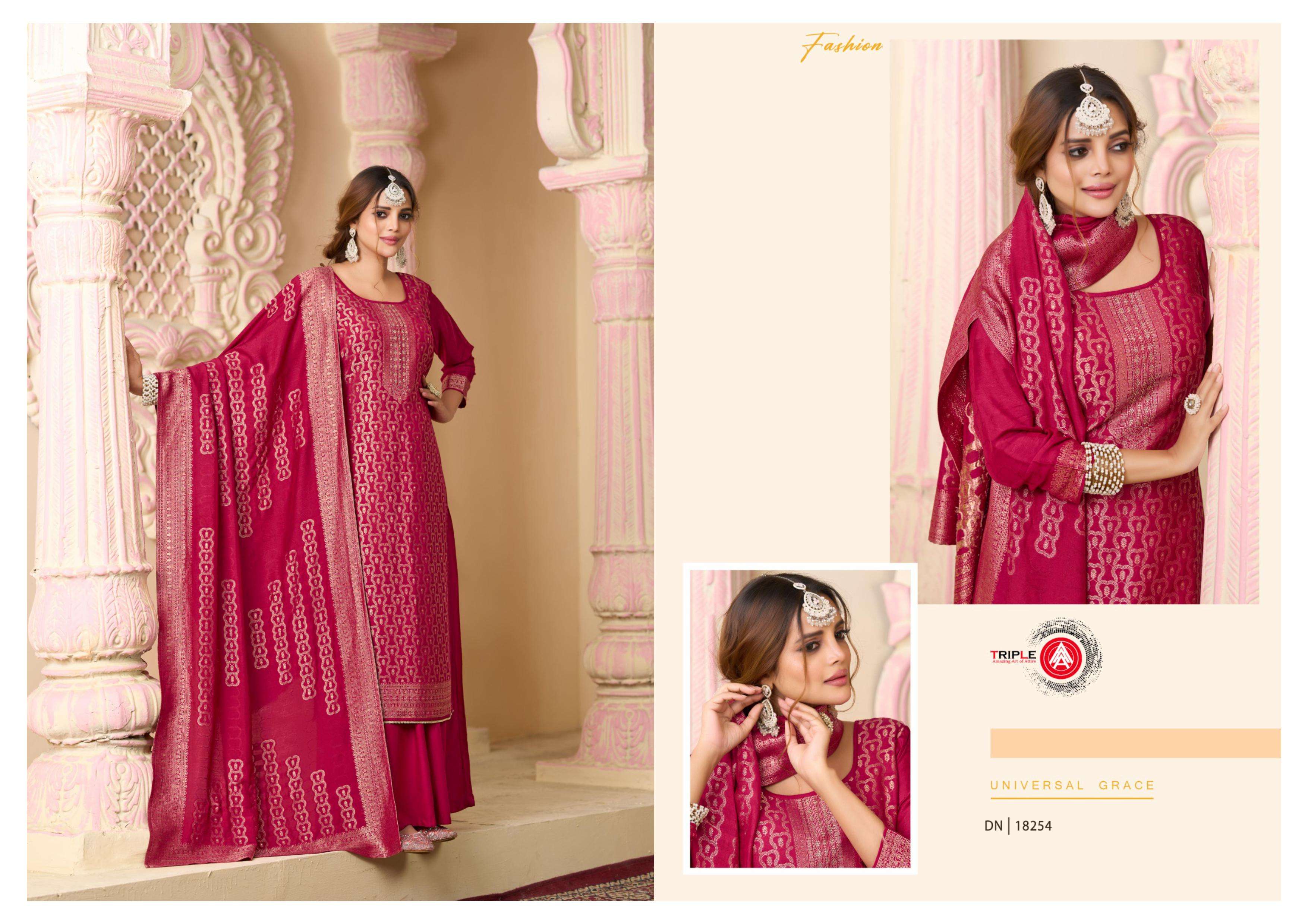 TRIPLE AAA HANSHIKA VOL 5 MUSLIN JACQUARD DESIGNER WORK LADIES SUIT