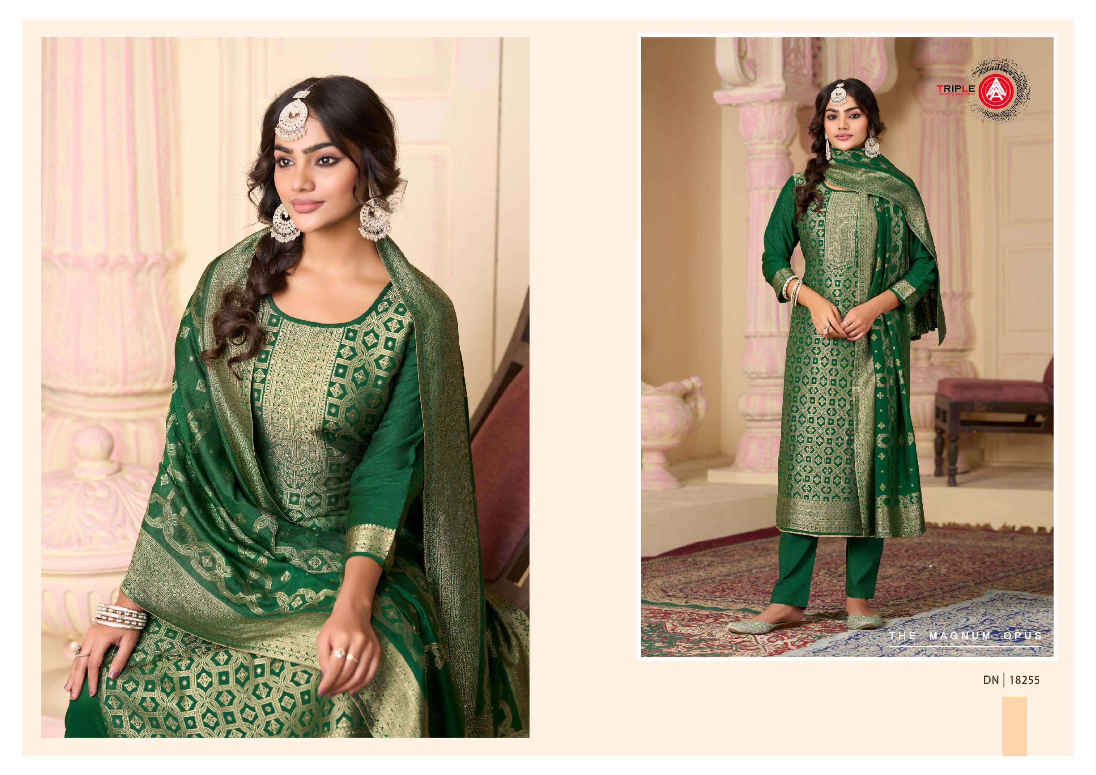 TRIPLE AAA HANSHIKA VOL 5 MUSLIN JACQUARD DESIGNER WORK LADIES SUIT
