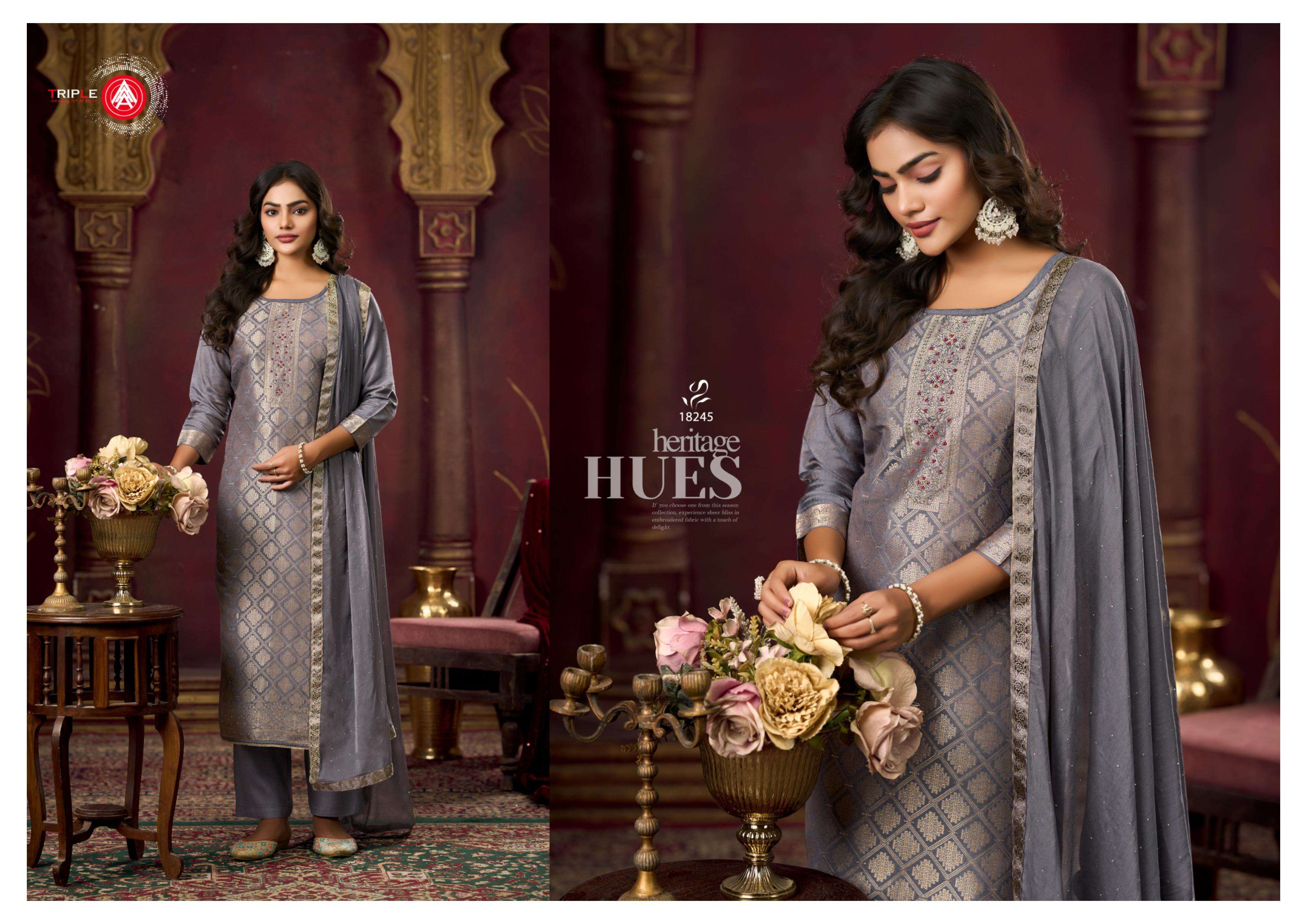 TRIPLE AAA KOYAL VOL 4 MUSLIN JACQUARD DESIGNER WORK LADIES SUIT
