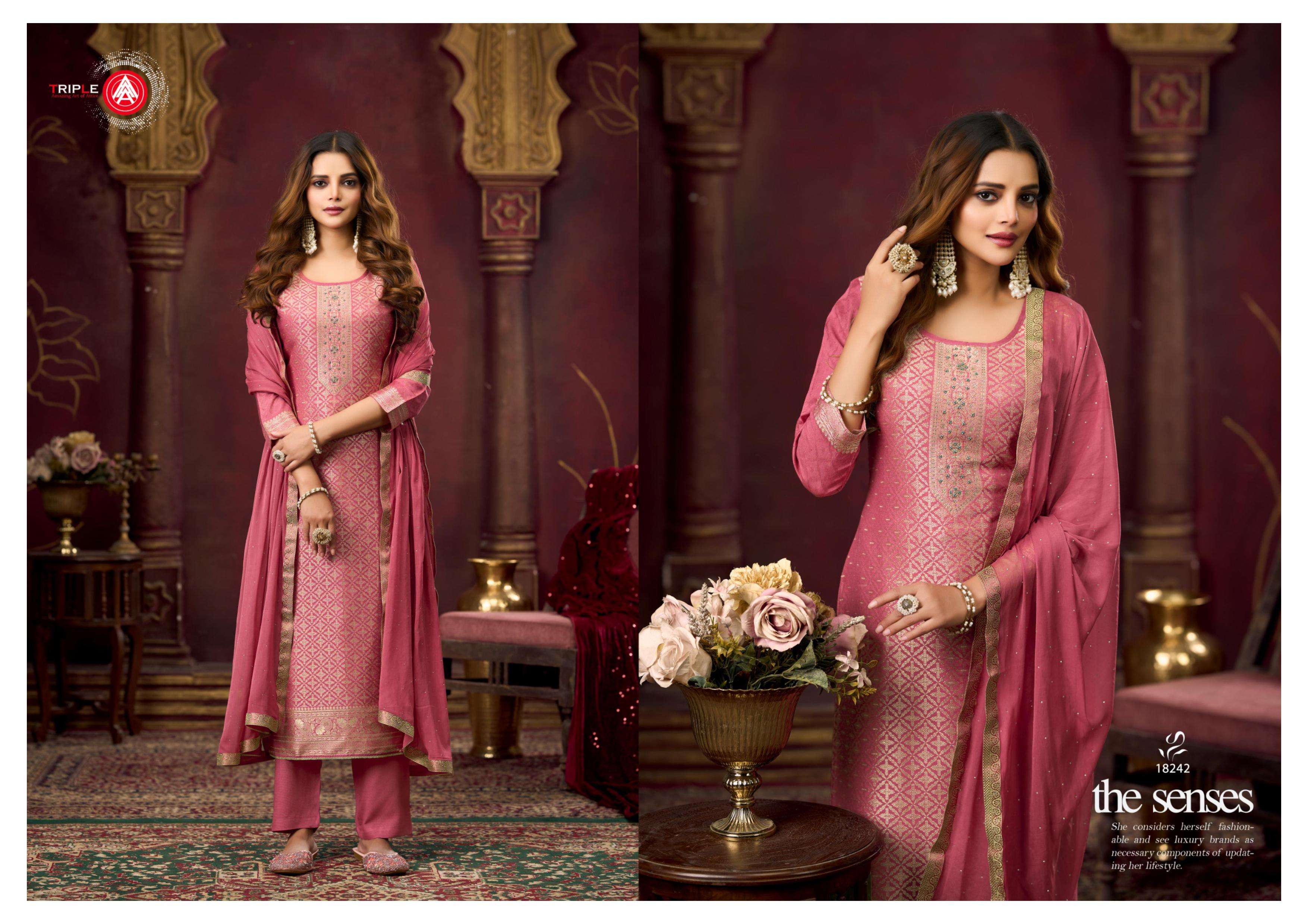TRIPLE AAA KOYAL VOL 4 MUSLIN JACQUARD DESIGNER WORK LADIES SUIT