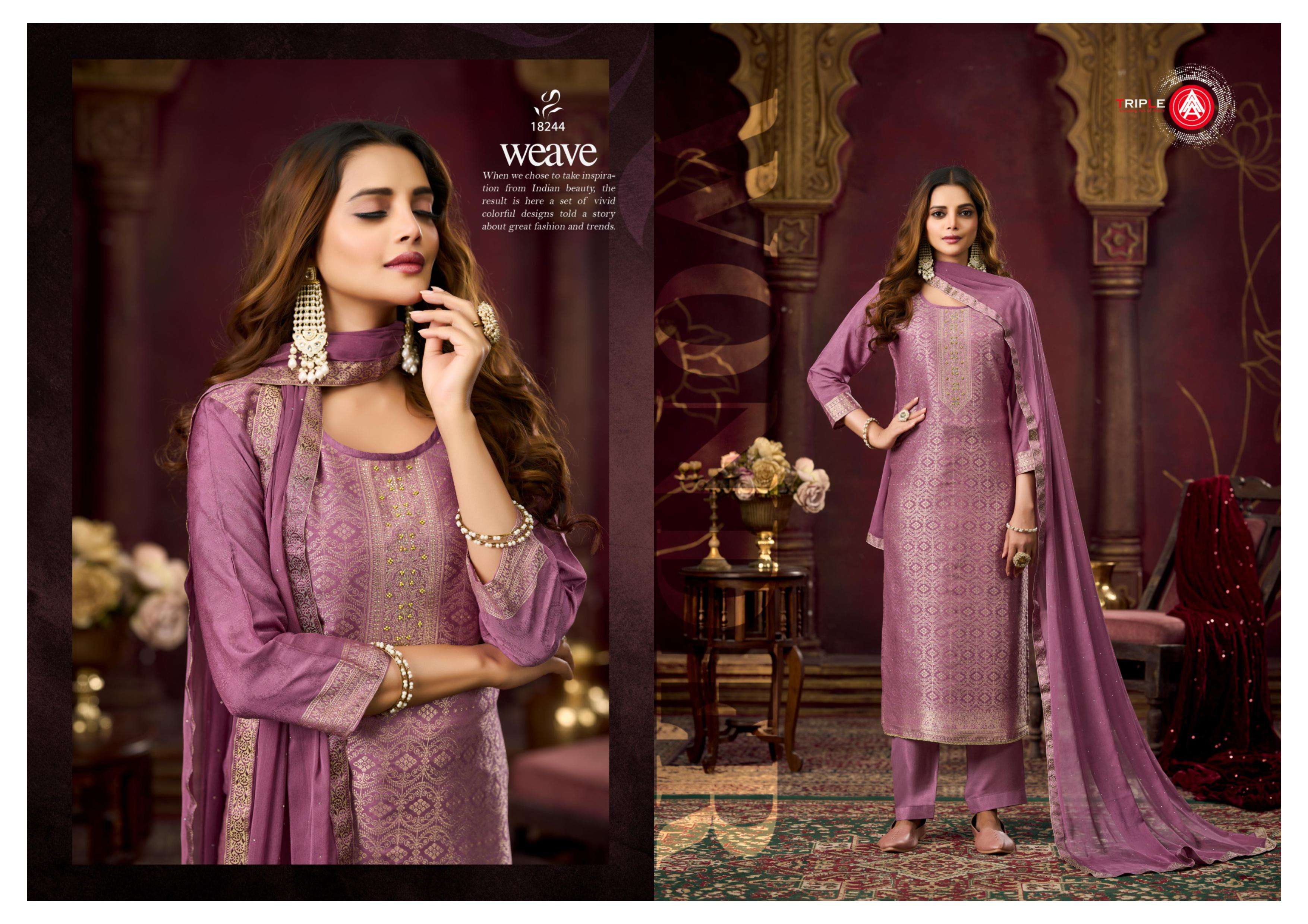 TRIPLE AAA KOYAL VOL 4 MUSLIN JACQUARD DESIGNER WORK LADIES SUIT