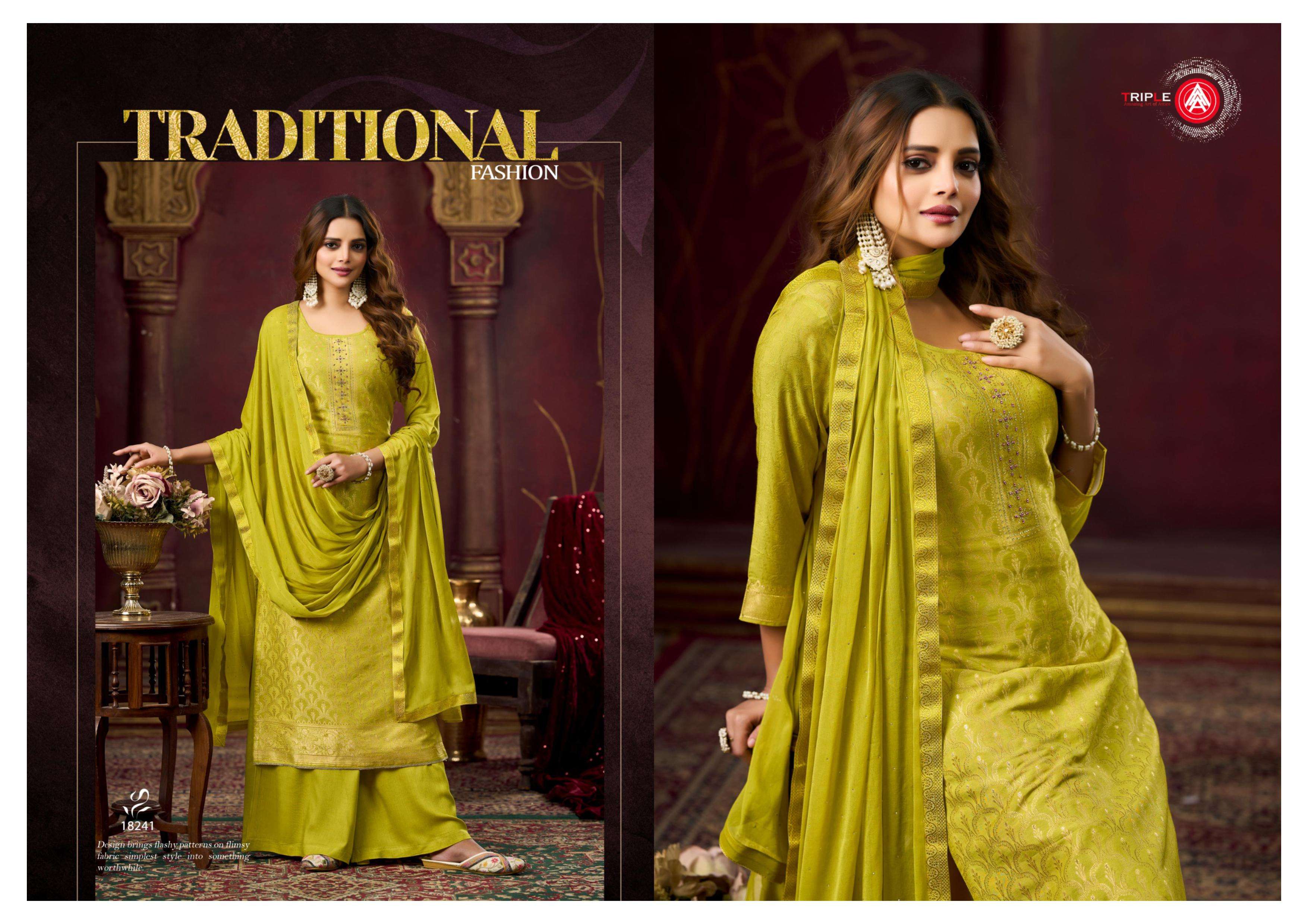 TRIPLE AAA KOYAL VOL 4 MUSLIN JACQUARD DESIGNER WORK LADIES SUIT