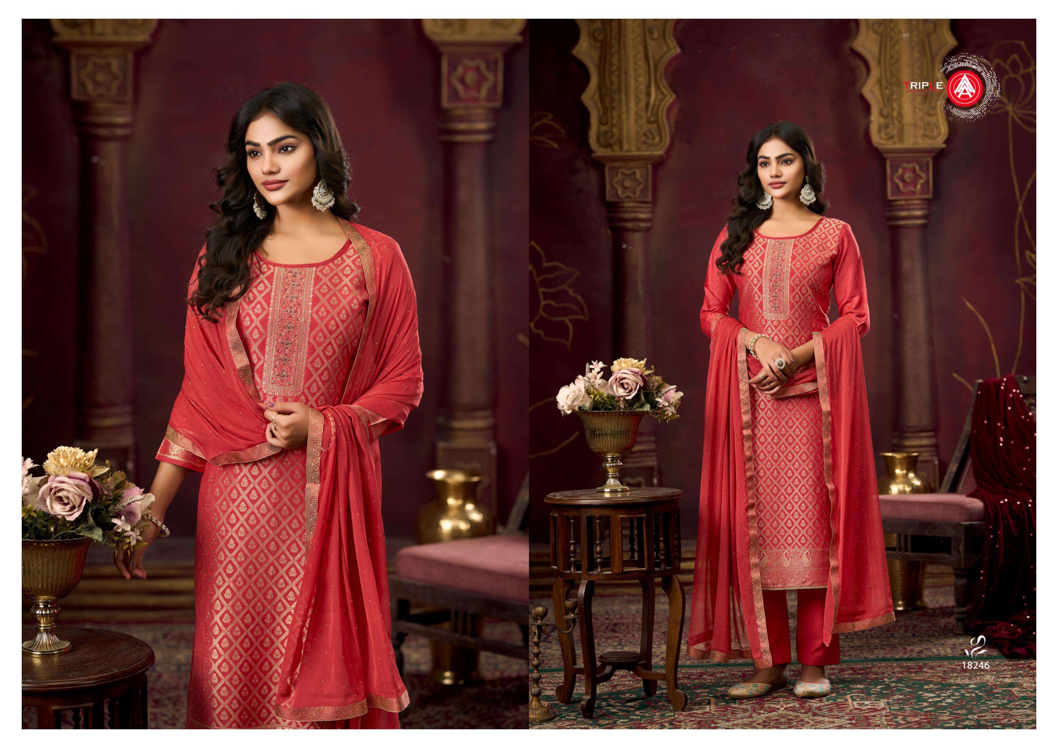 TRIPLE AAA KOYAL VOL 4 MUSLIN JACQUARD DESIGNER WORK LADIES SUIT