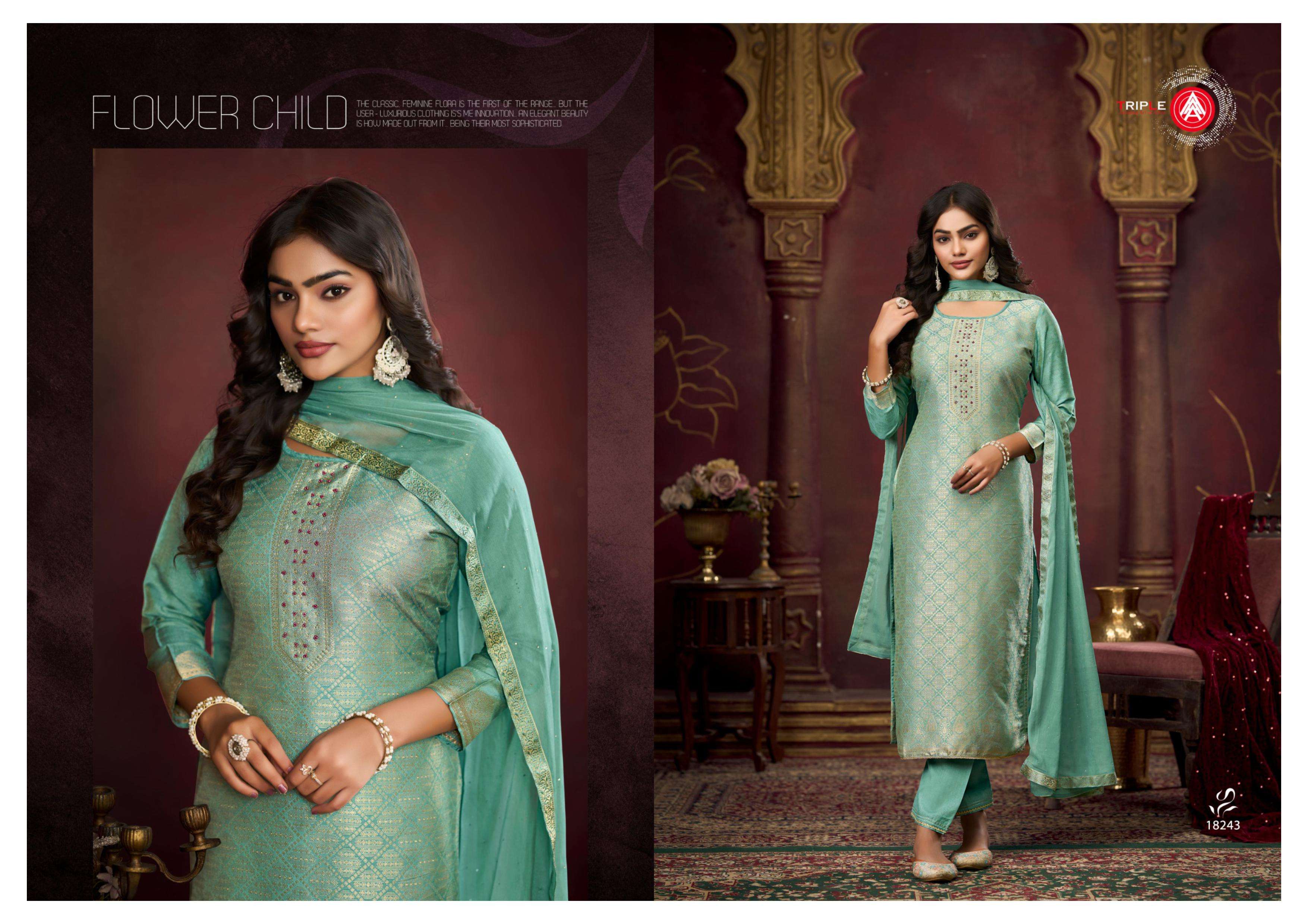 TRIPLE AAA KOYAL VOL 4 MUSLIN JACQUARD DESIGNER WORK LADIES SUIT