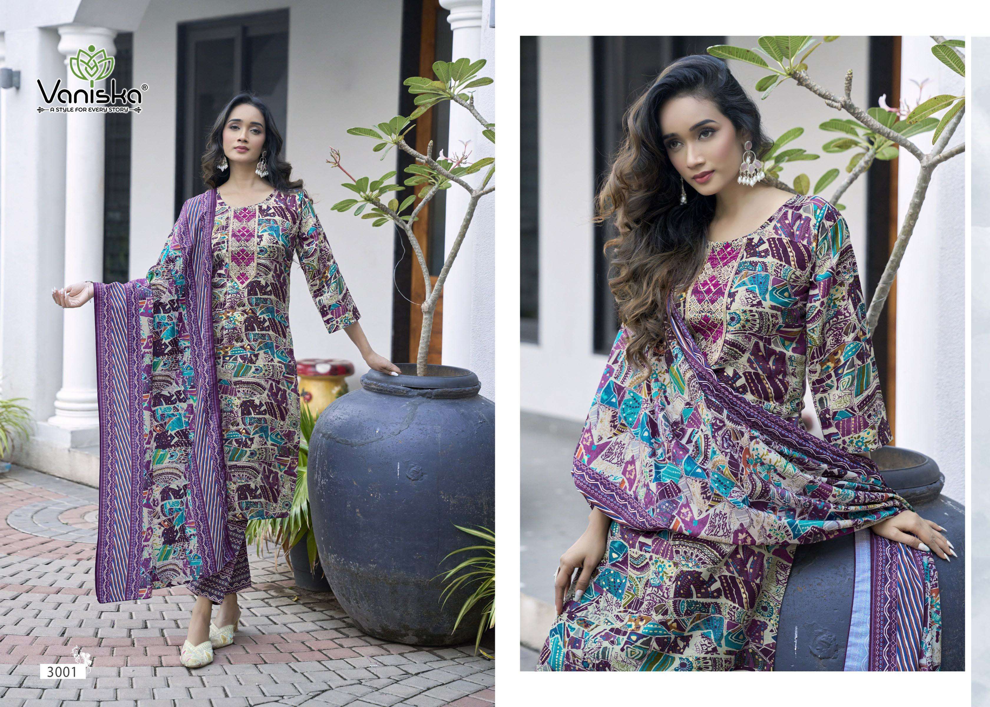VANISKA SUNRISE VOL 3 STRAIGHT KURTI WITH PANT &  DUPATTA 3PIECE SET