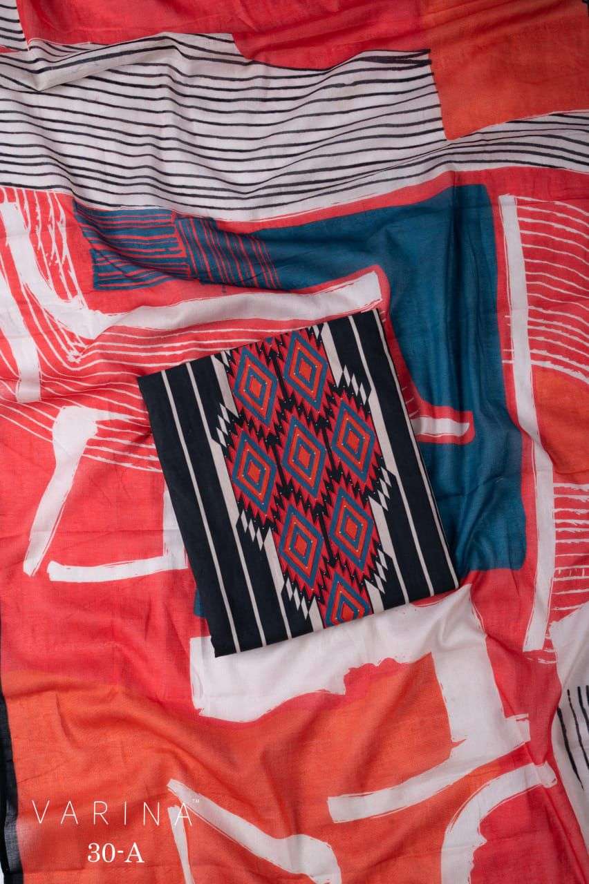 VARINA FAB D NO 30 LAWN COTTON DIGITAL PRINT WITH EMBROIDERY DESIGNER SUIT