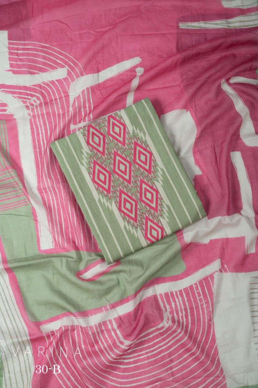 VARINA FAB D NO 30 LAWN COTTON DIGITAL PRINT WITH EMBROIDERY DESIGNER SUIT