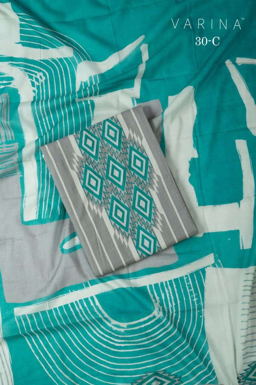 VARINA FAB D NO 30 LAWN COTTON DIGITAL PRINT WITH EMBROIDERY DESIGNER SUIT